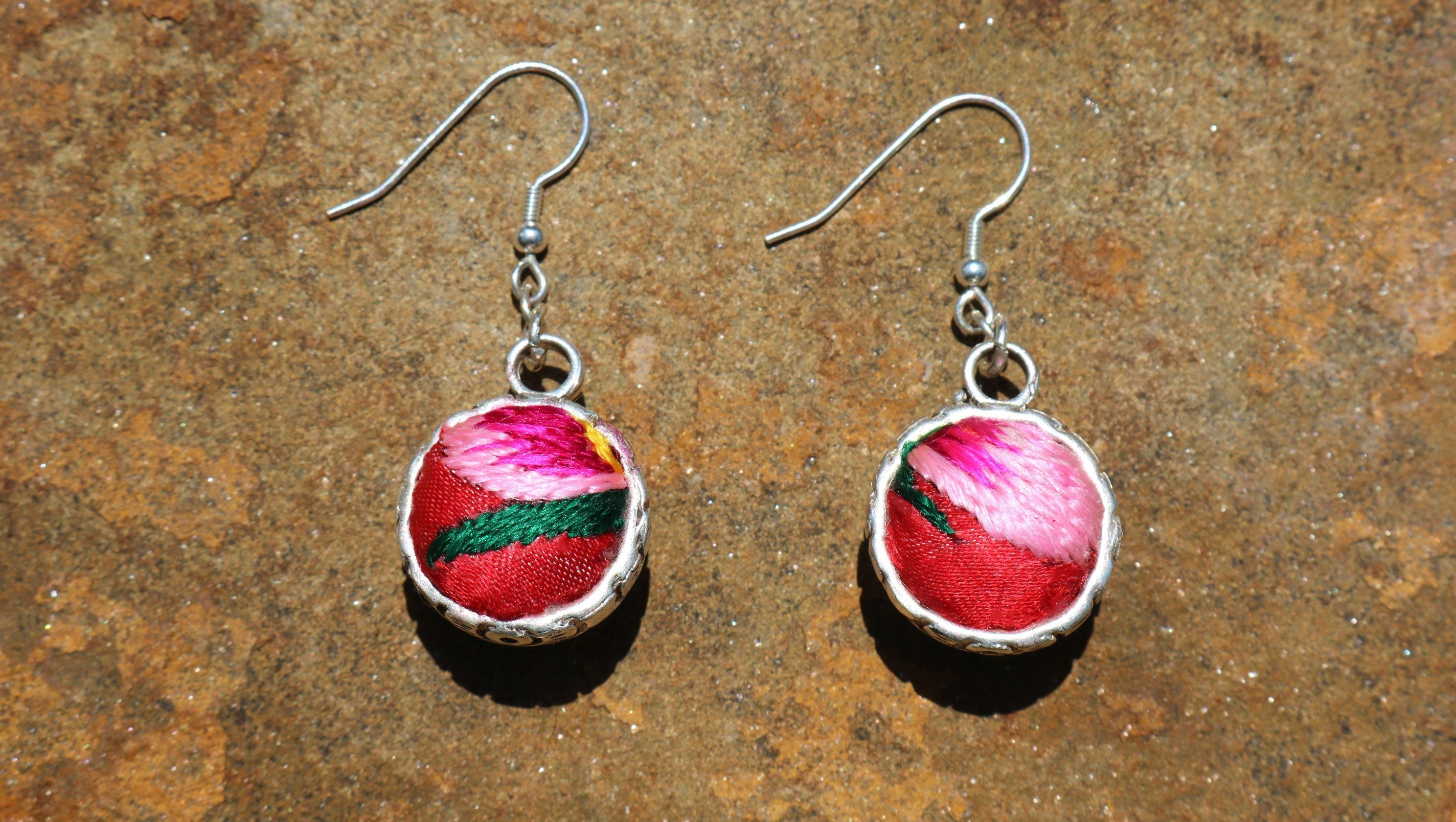 Serenity Circle Embroidered Ball Earrings