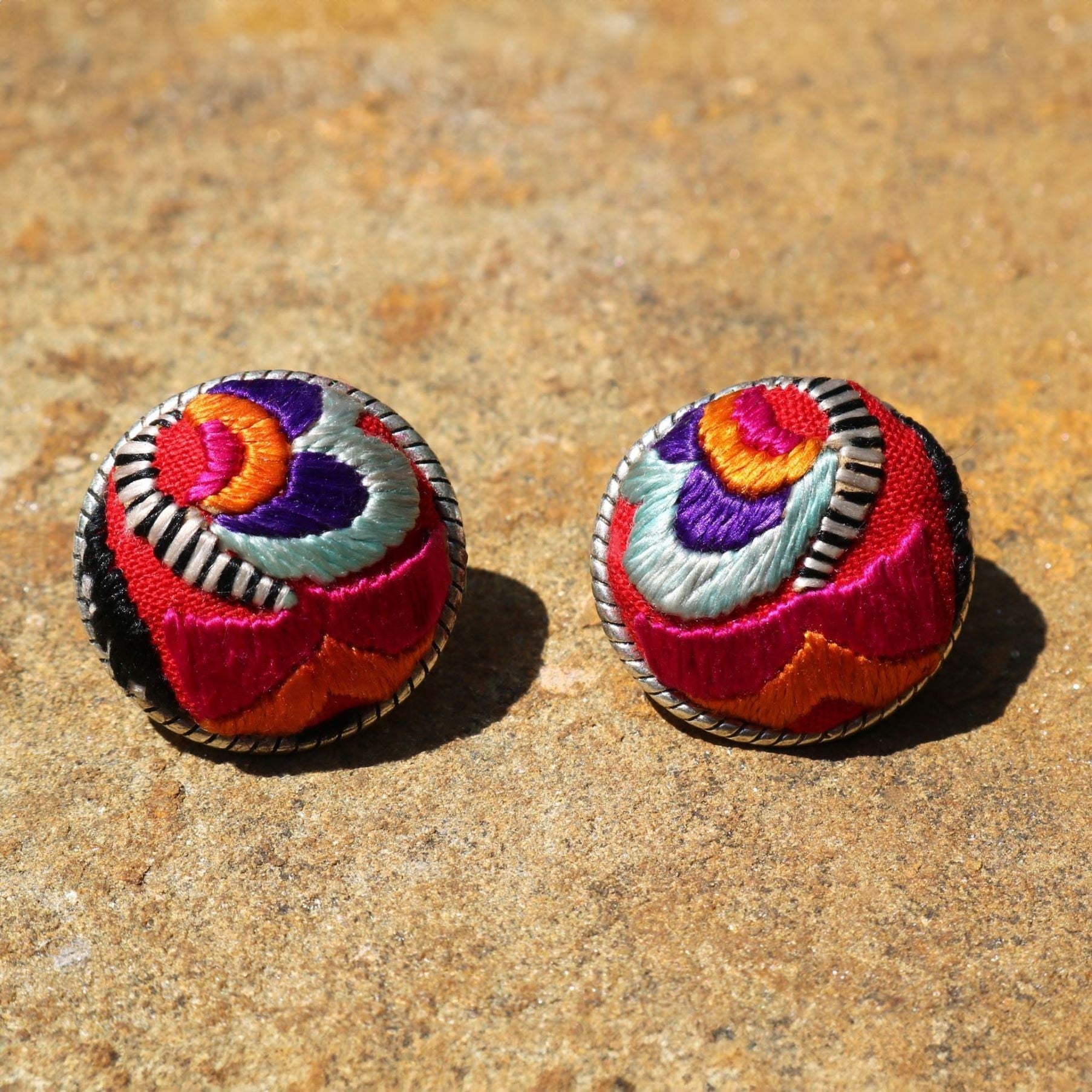 Infinity Circlets Hand Embroidered Stud Earrings