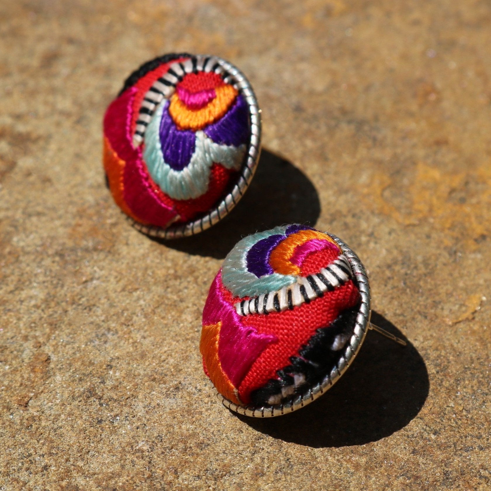 Infinity Circlets Hand Embroidered Stud Earrings