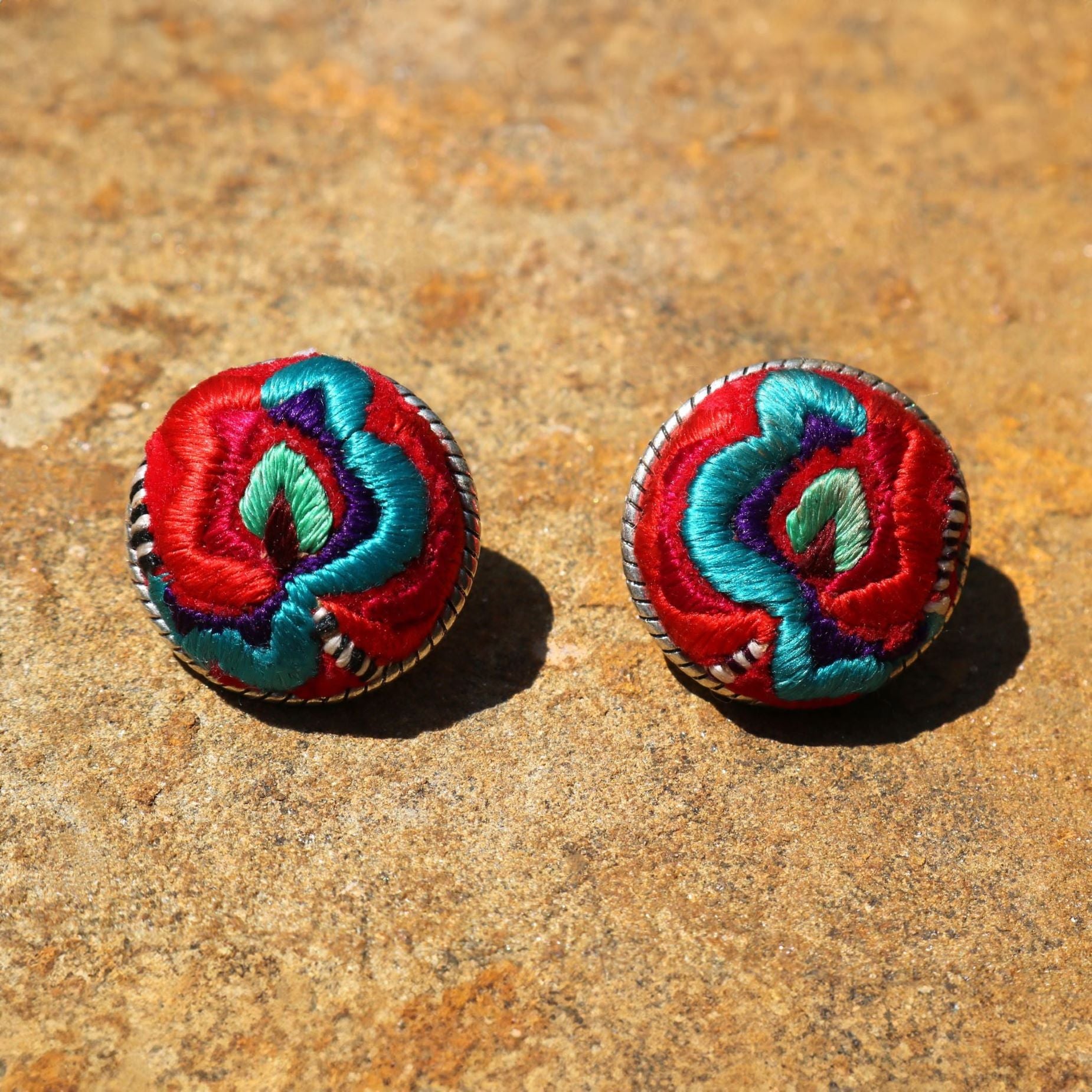 Infinity Circlets Hand Embroidered Stud Earrings