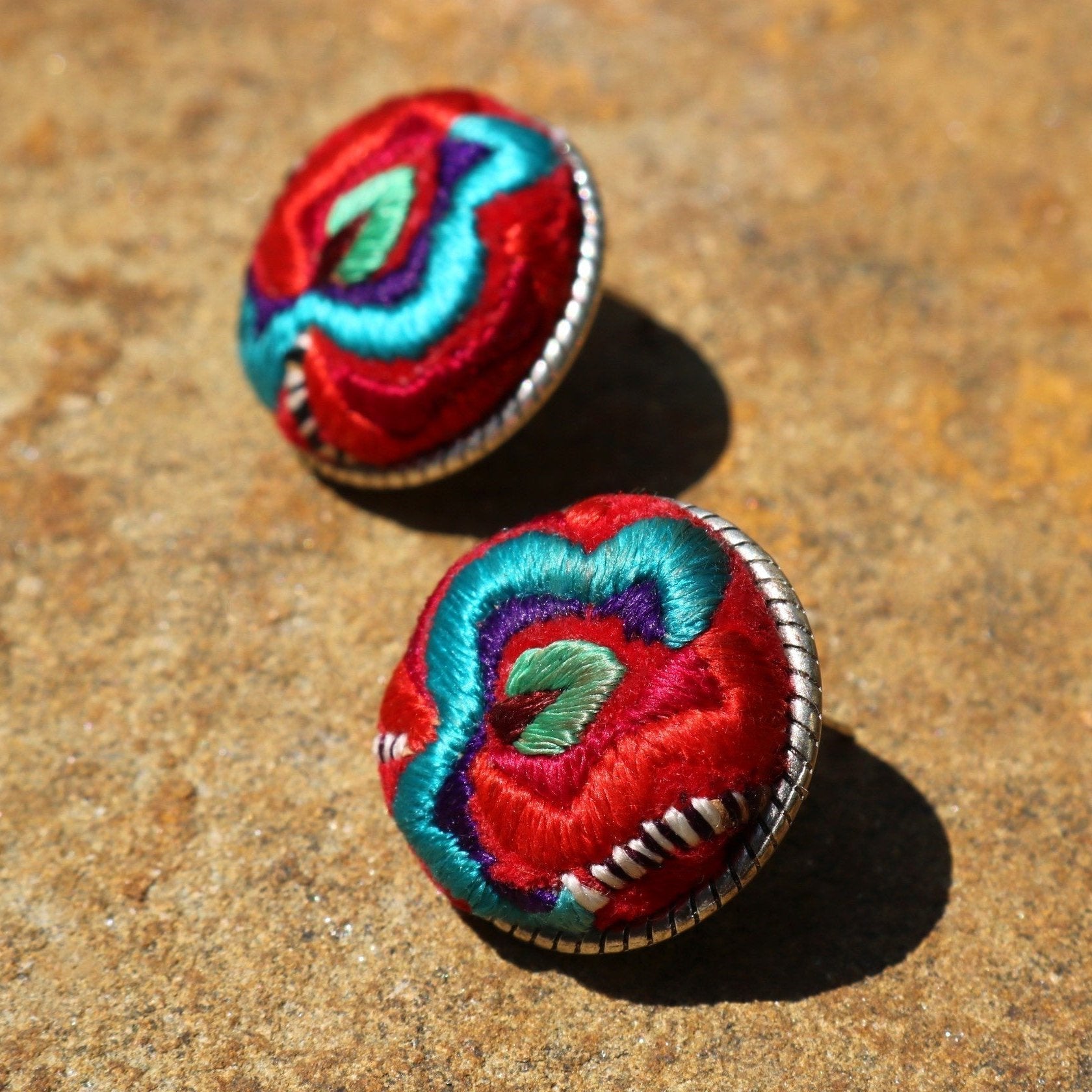 Infinity Circlets Hand Embroidered Stud Earrings