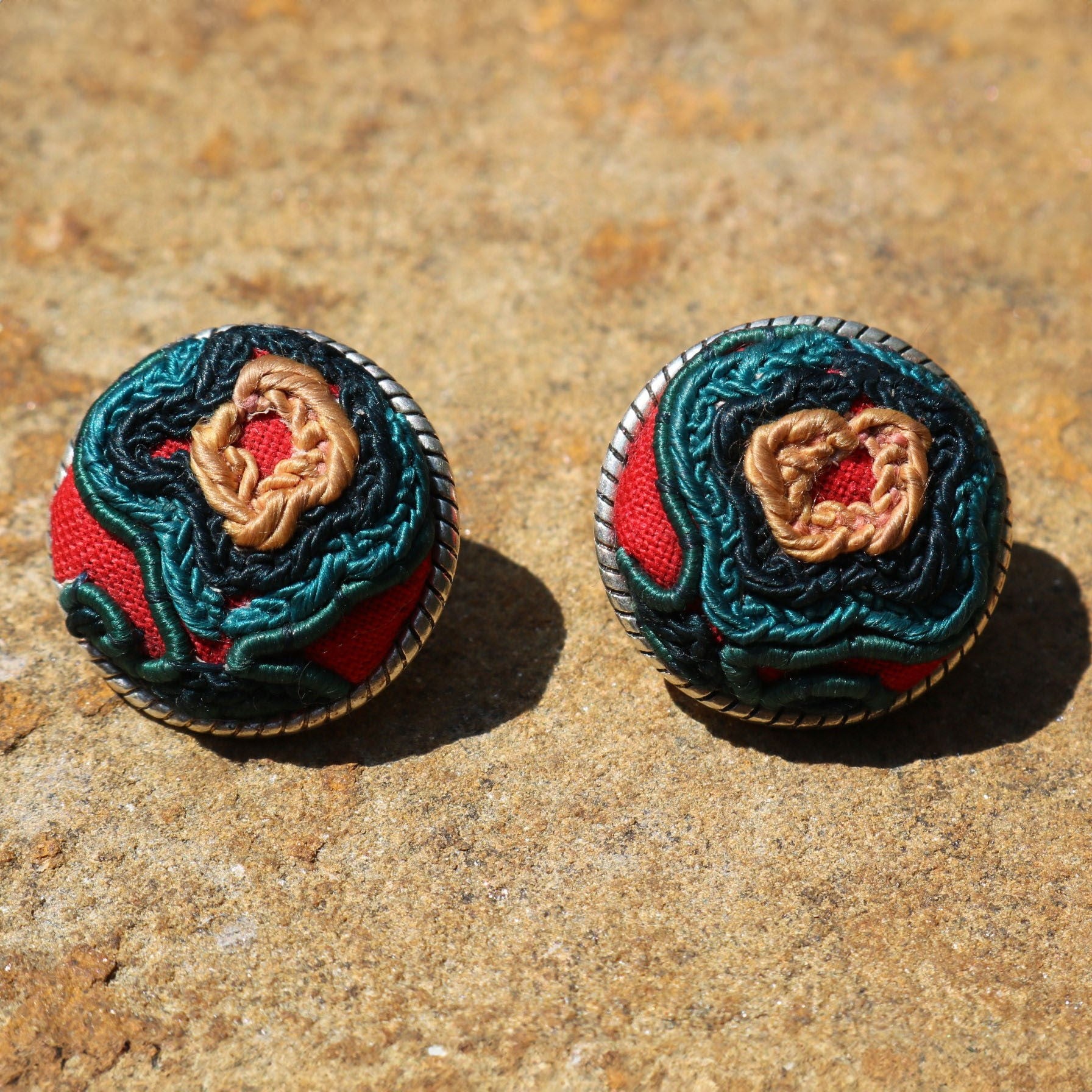 Infinity Circlets Hand Embroidered Stud Earrings