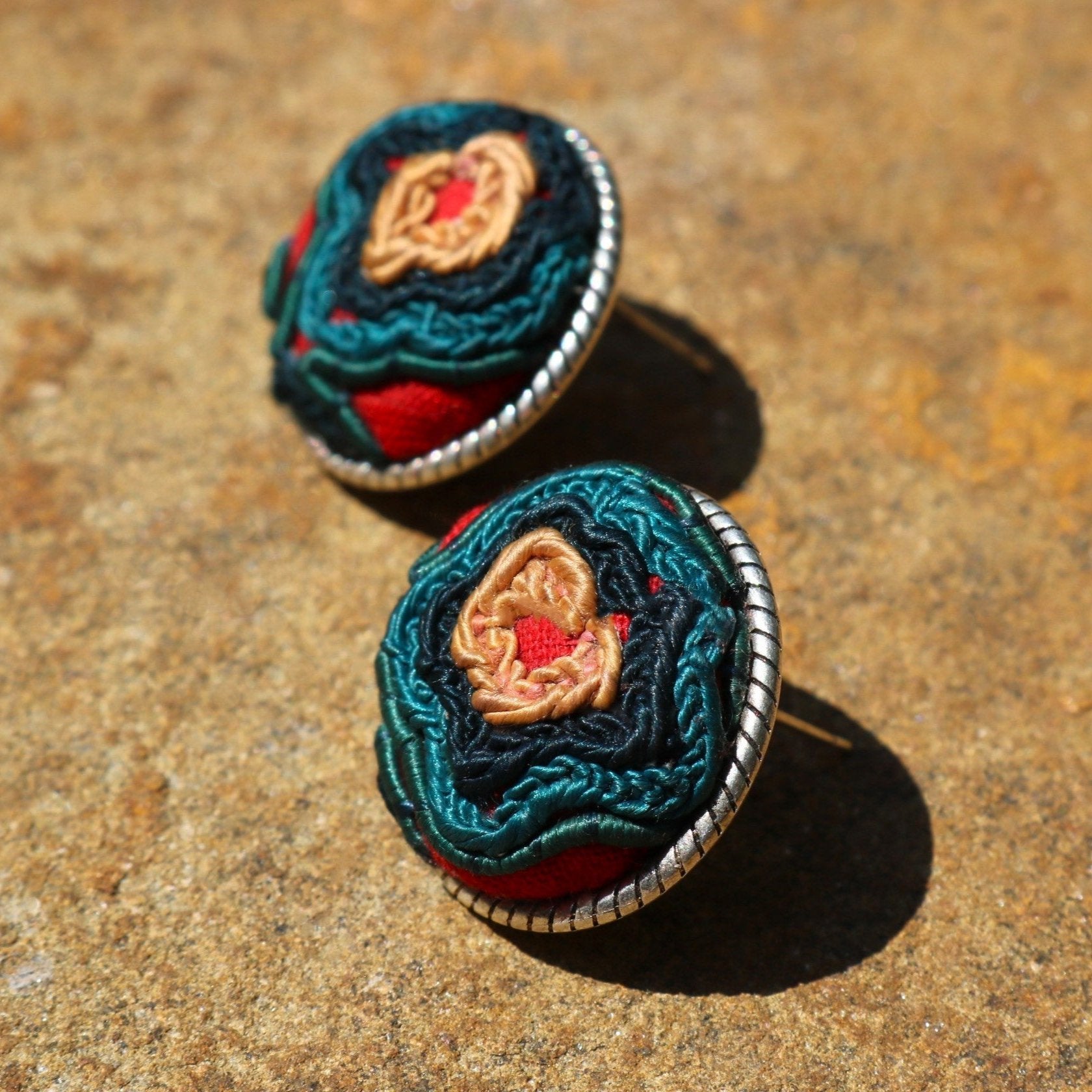 Infinity Circlets Hand Embroidered Stud Earrings