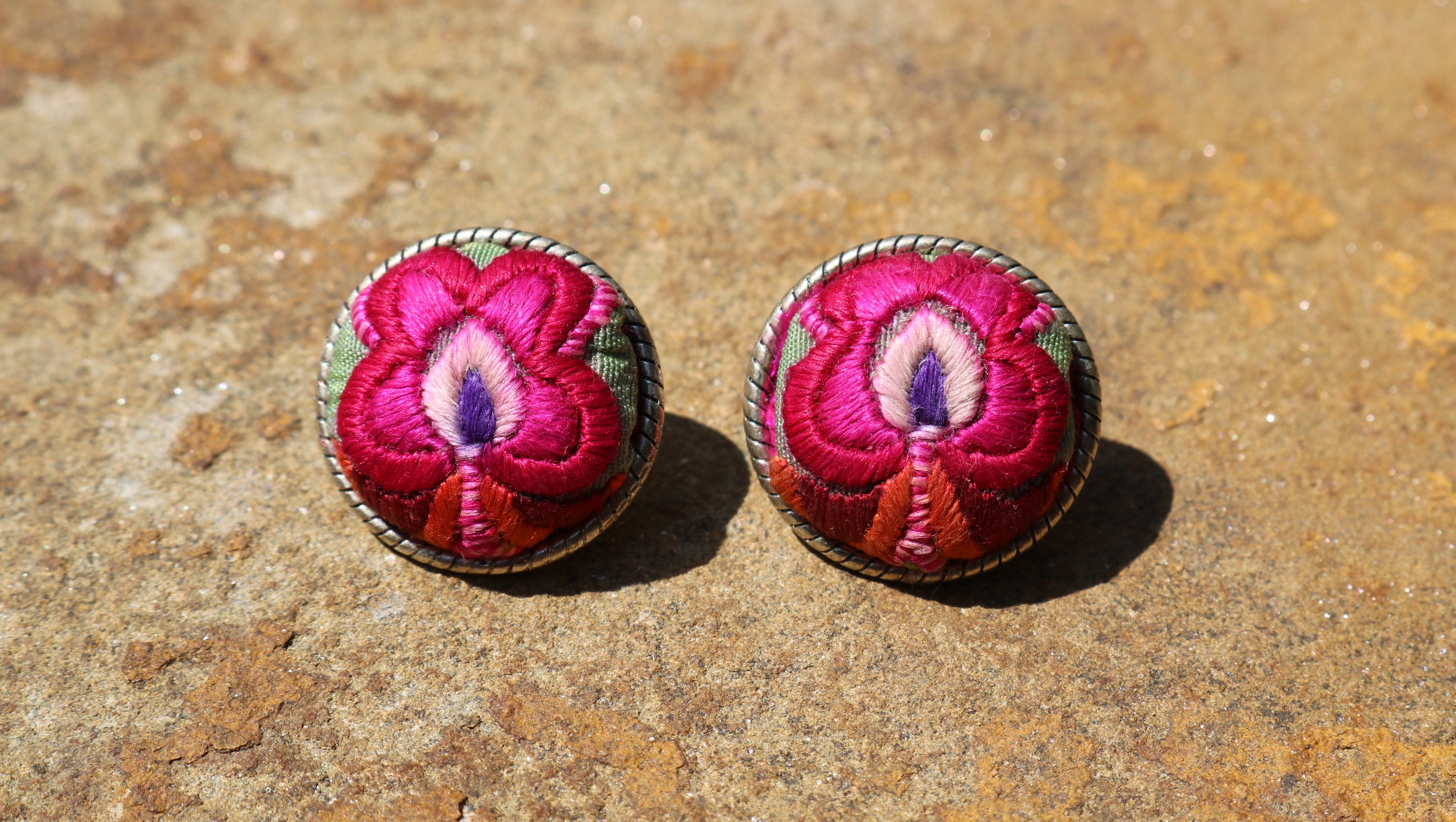 Infinity Circlets Embroidered Stud Earrings