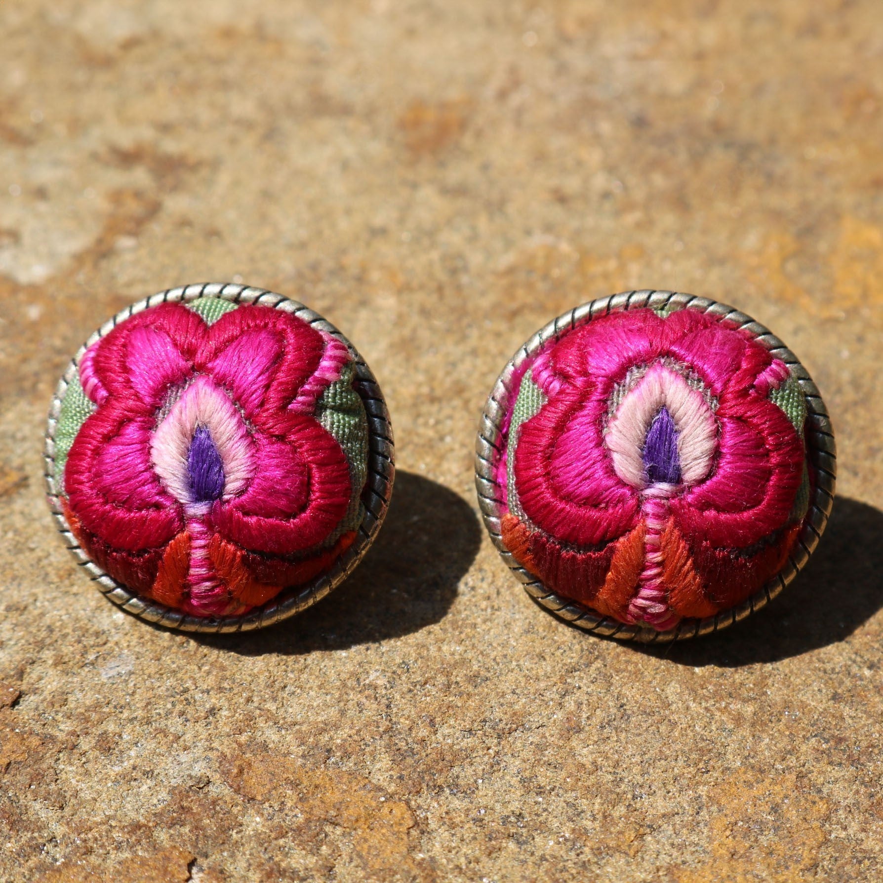 Infinity Circlets Hand Embroidered Stud Earrings