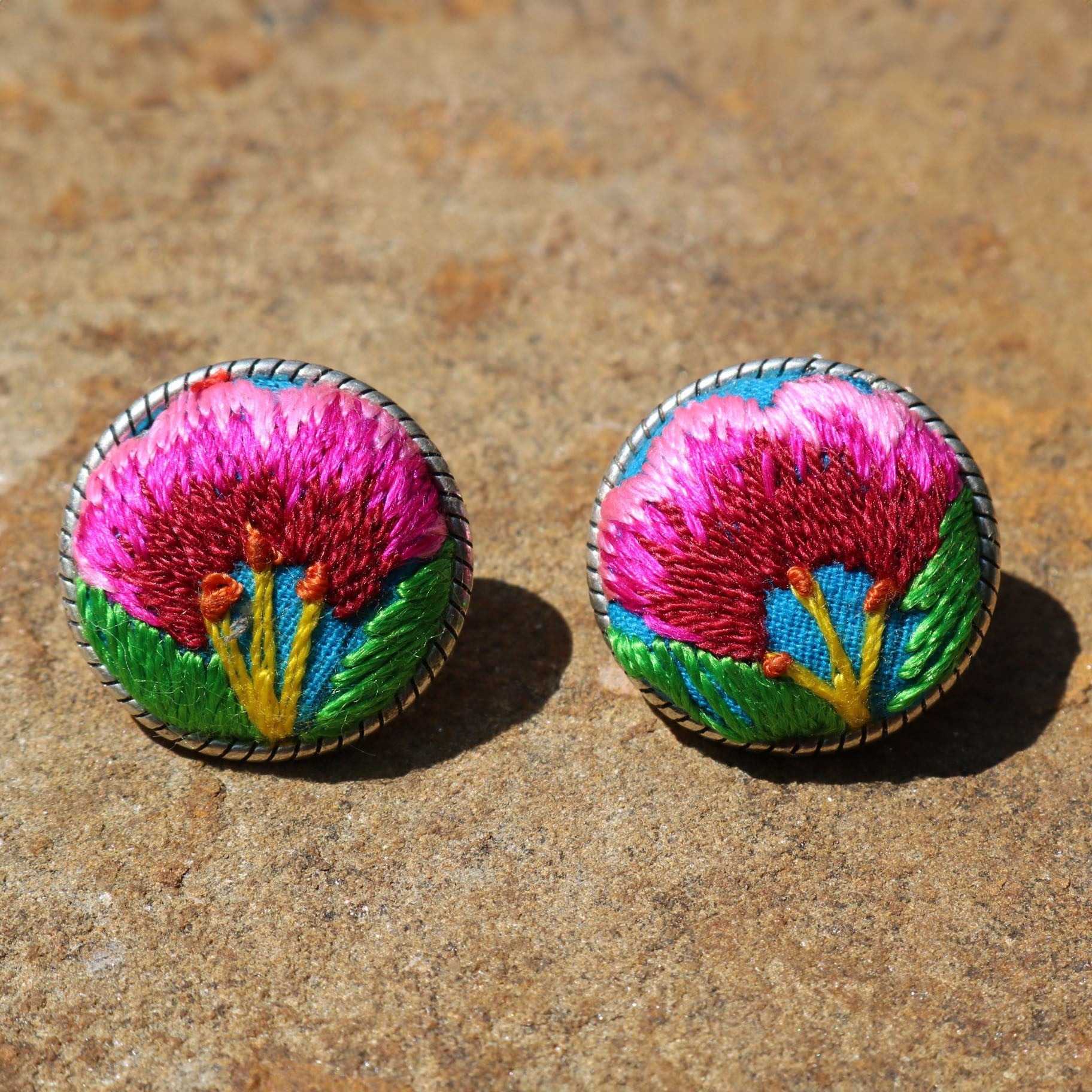 Infinity Circlets Hand Embroidered Stud Earrings