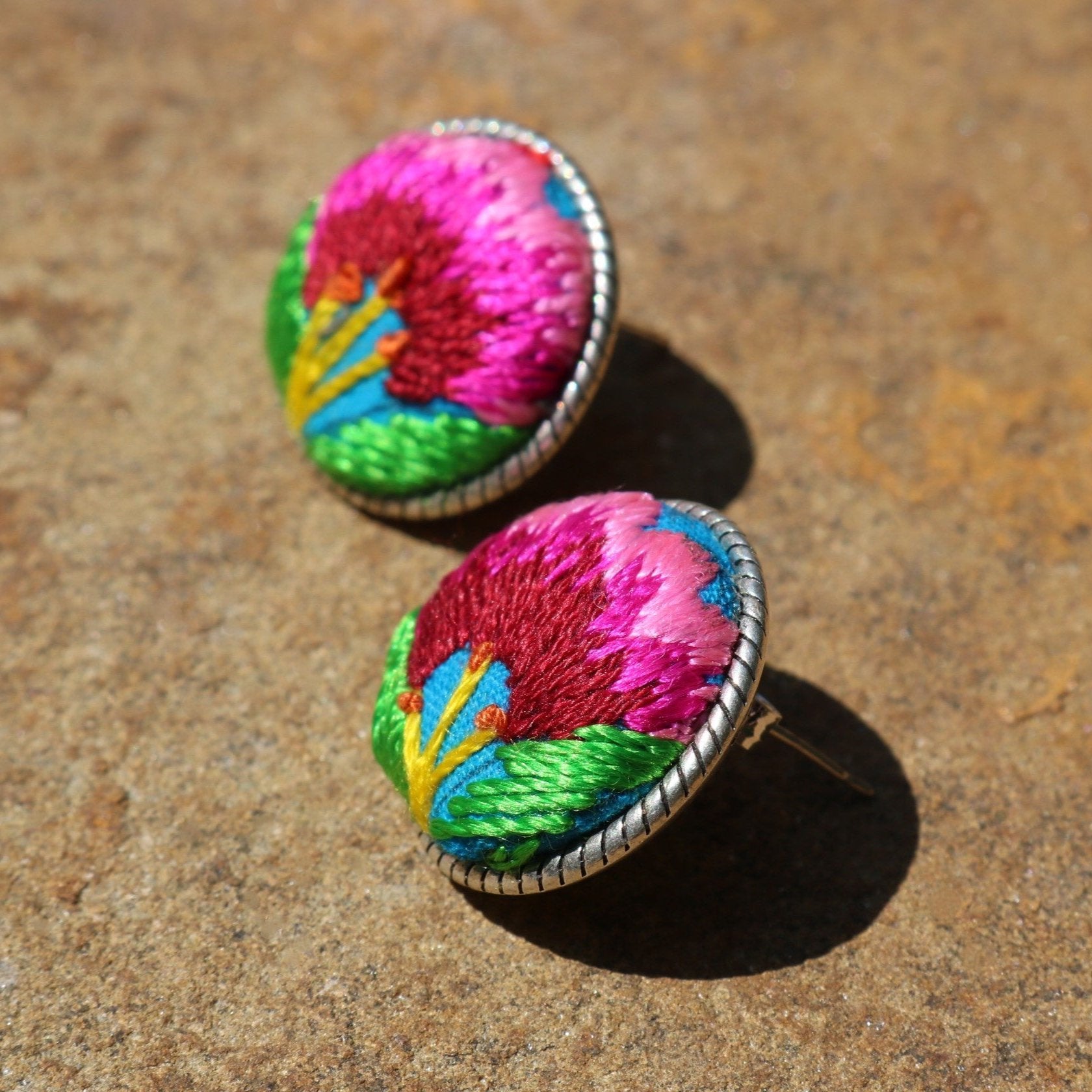 Infinity Circlets Hand Embroidered Stud Earrings