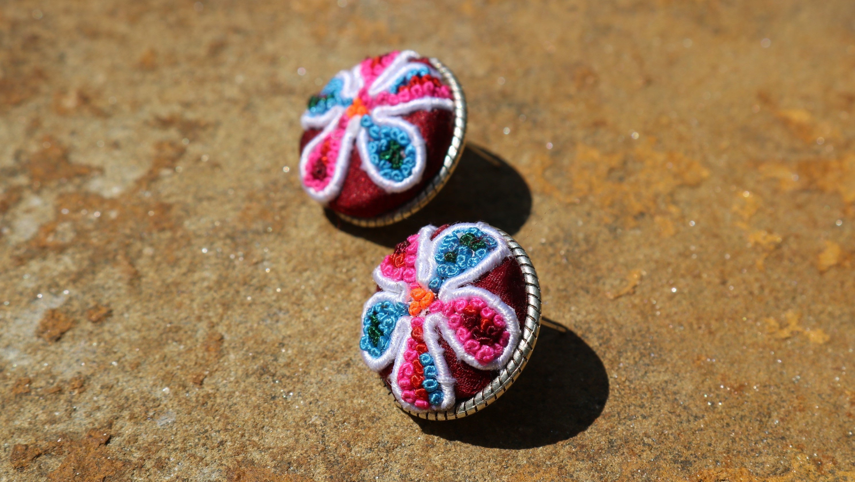 Infinity Circlets Embroidered Stud Earrings