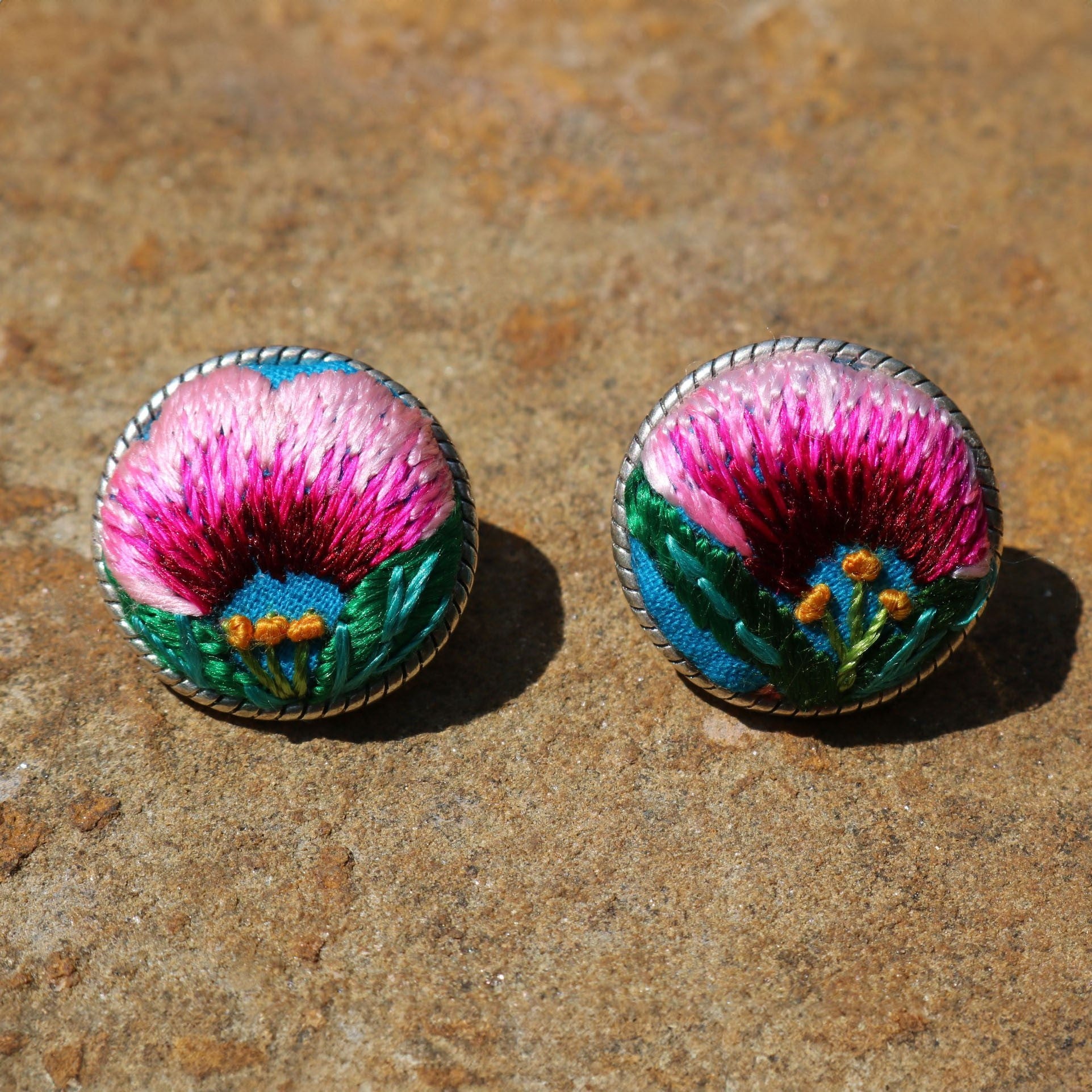 Infinity Circlets Hand Embroidered Stud Earrings