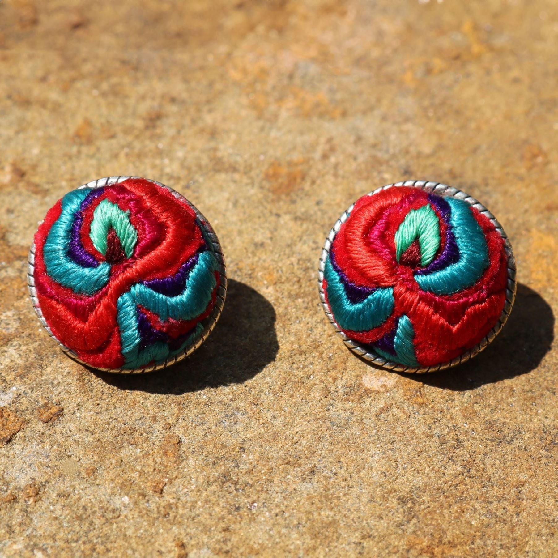 Infinity Circlets Hand Embroidered Stud Earrings