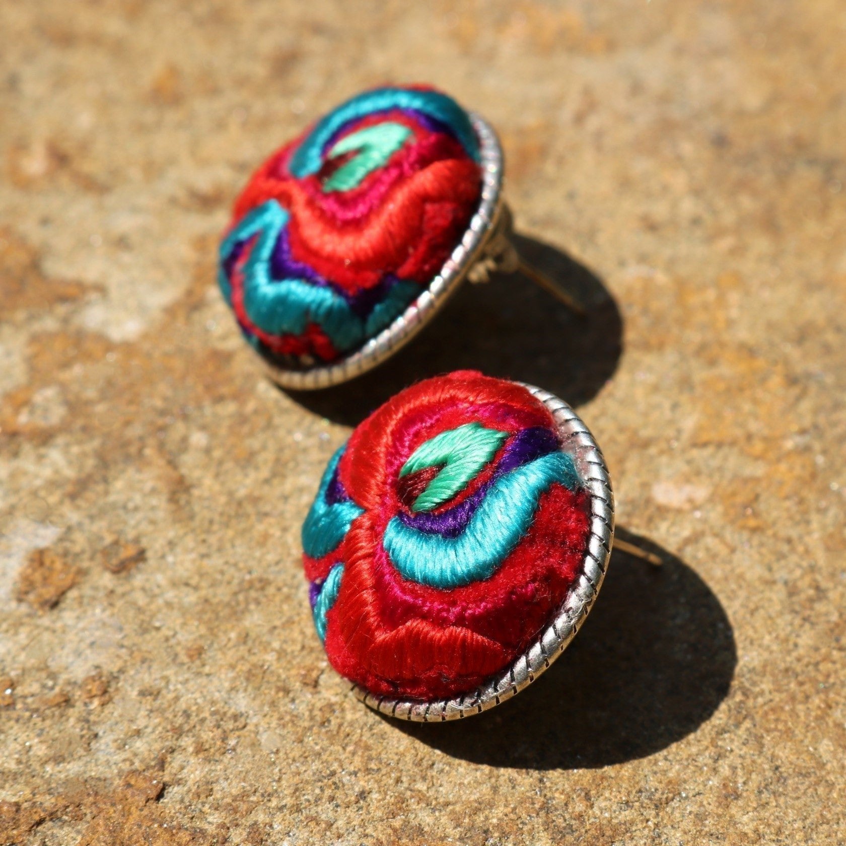 Infinity Circlets Hand Embroidered Stud Earrings