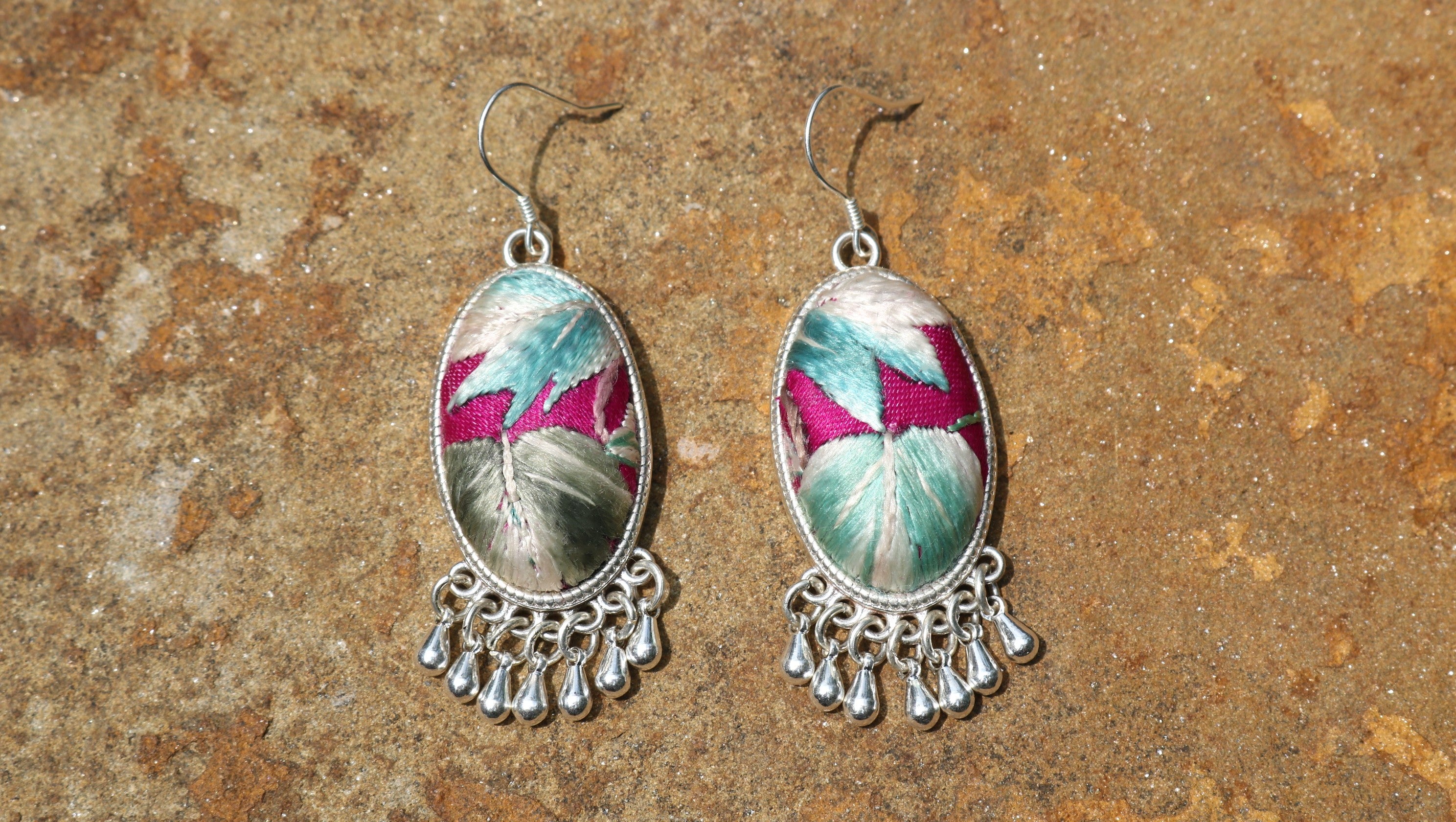 Serenity Embroidered Teardrop Earrings