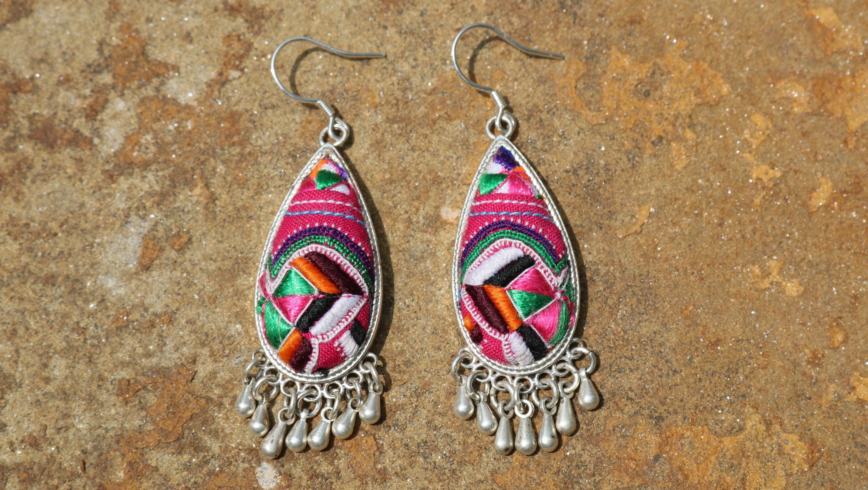 Serenity Embroidered Teardrop Earrings