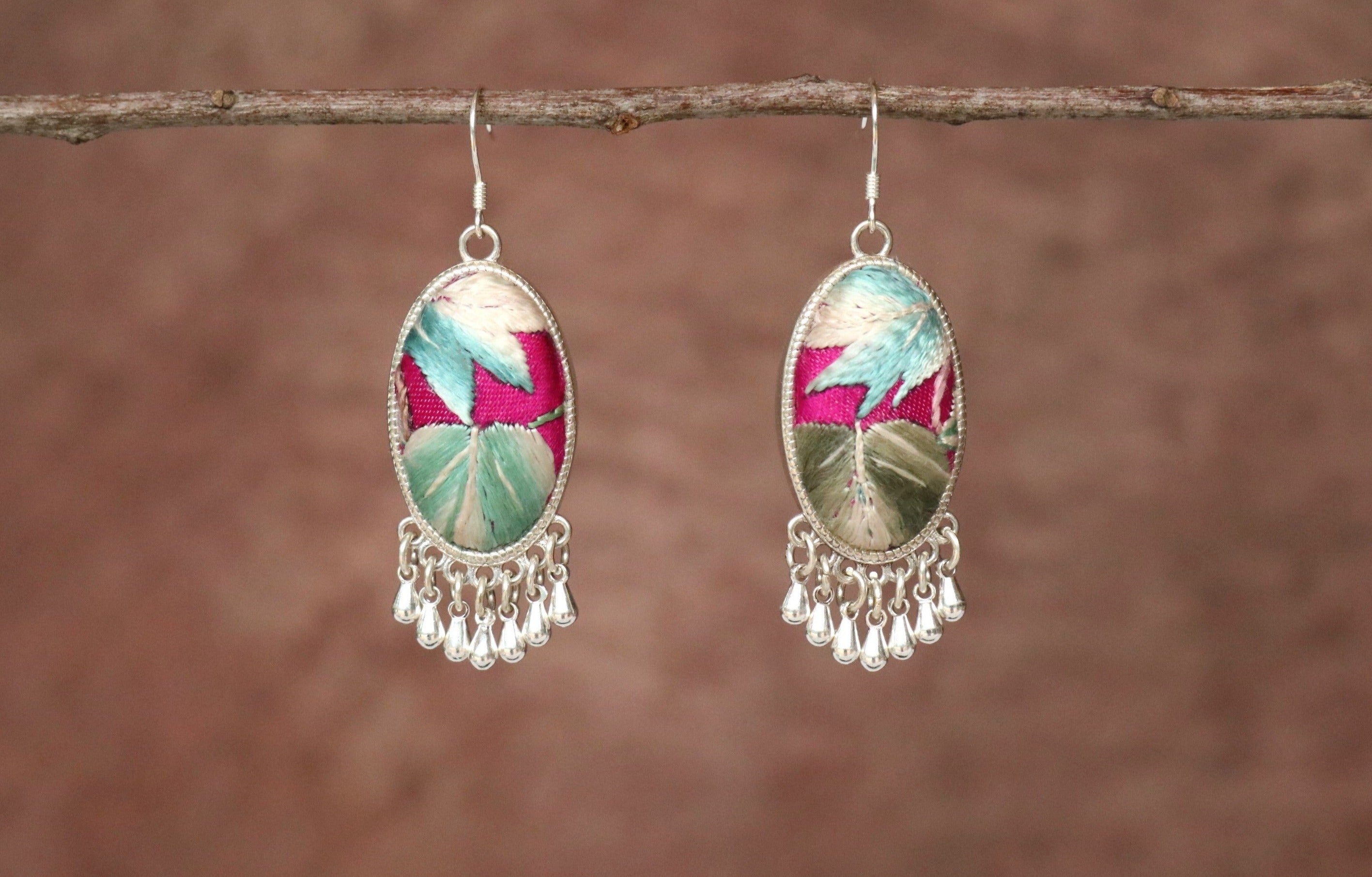 Serenity Embroidered Teardrop Earrings