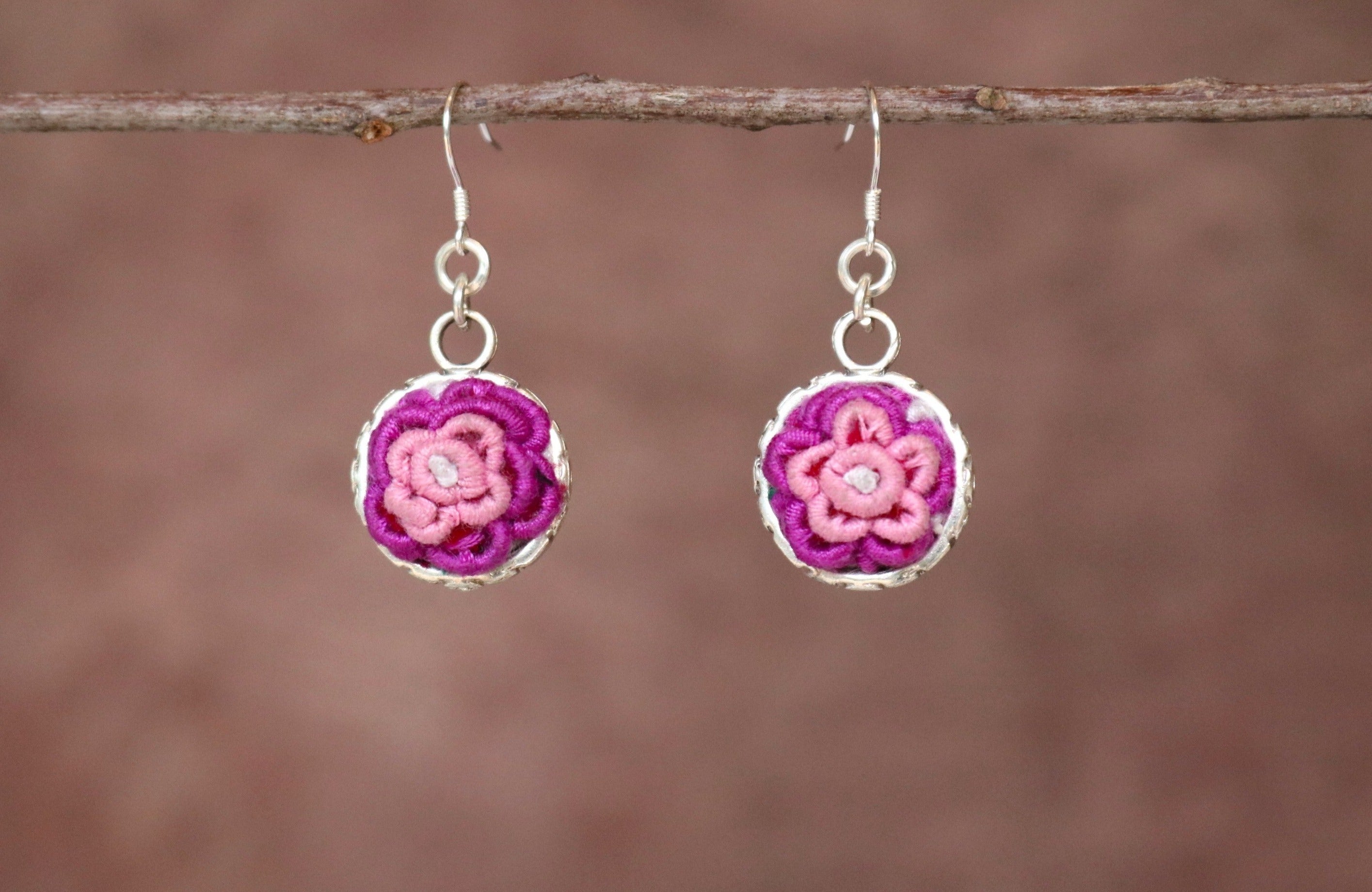 Serenity Circle Embroidered Ball Earrings