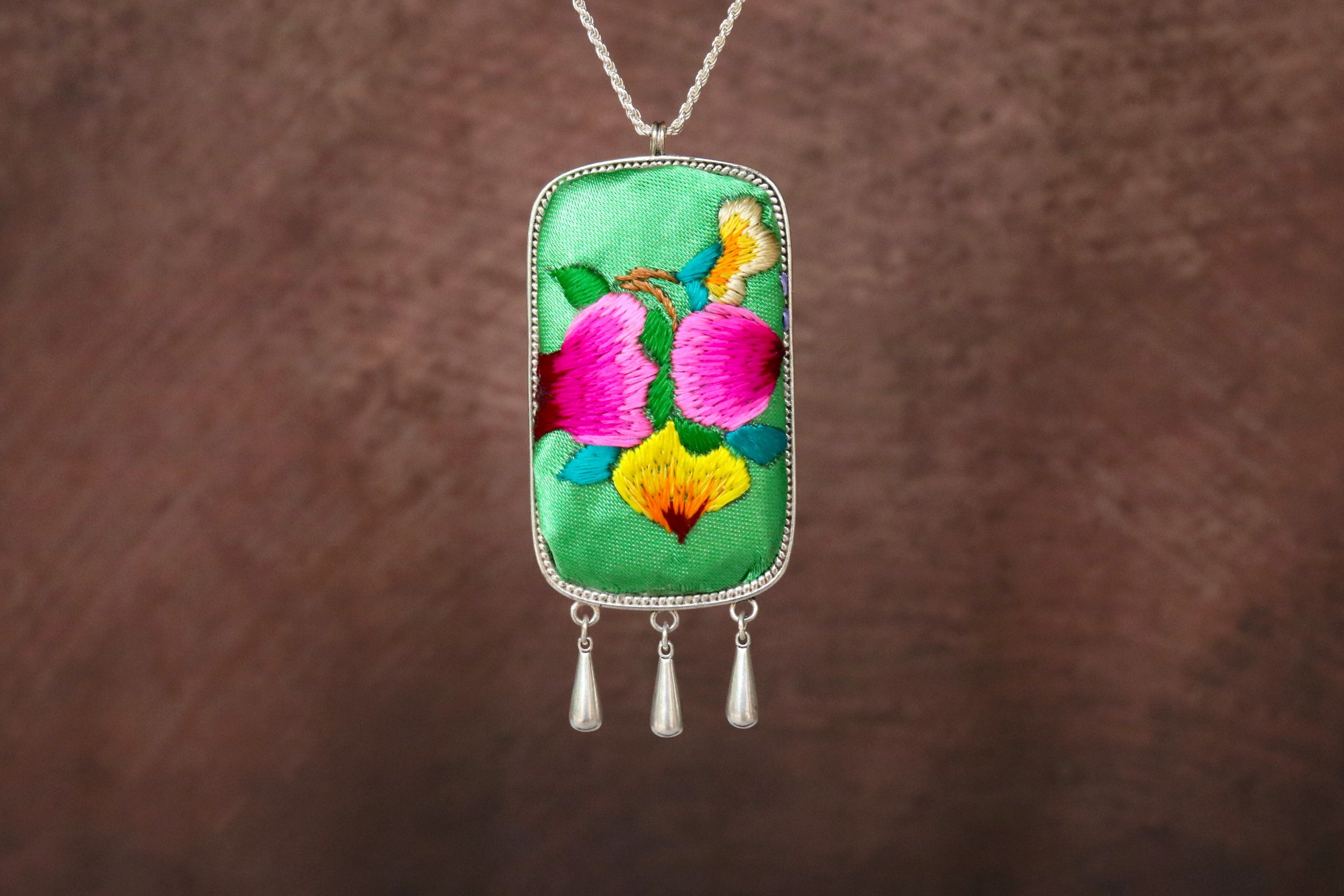 Fortune Tablet Embroidered Necklace