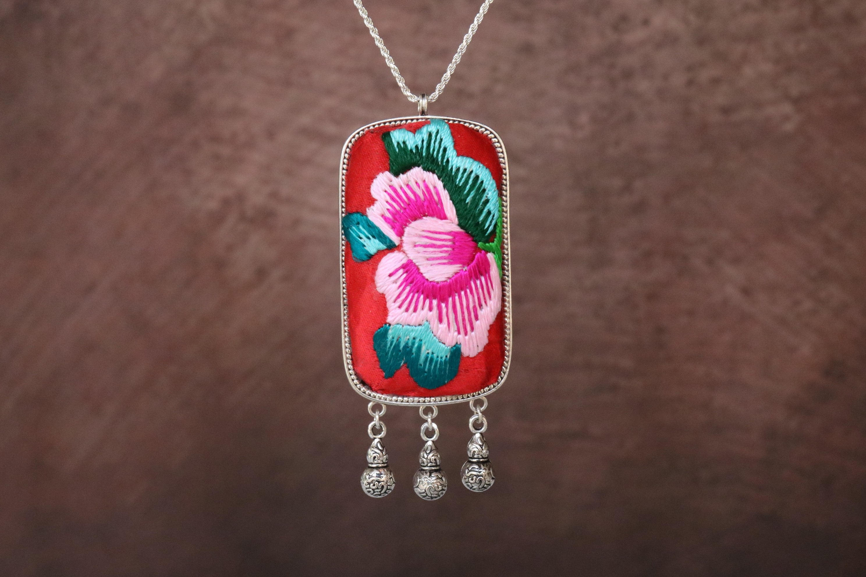 Fortune Tablet Embroidered Necklace