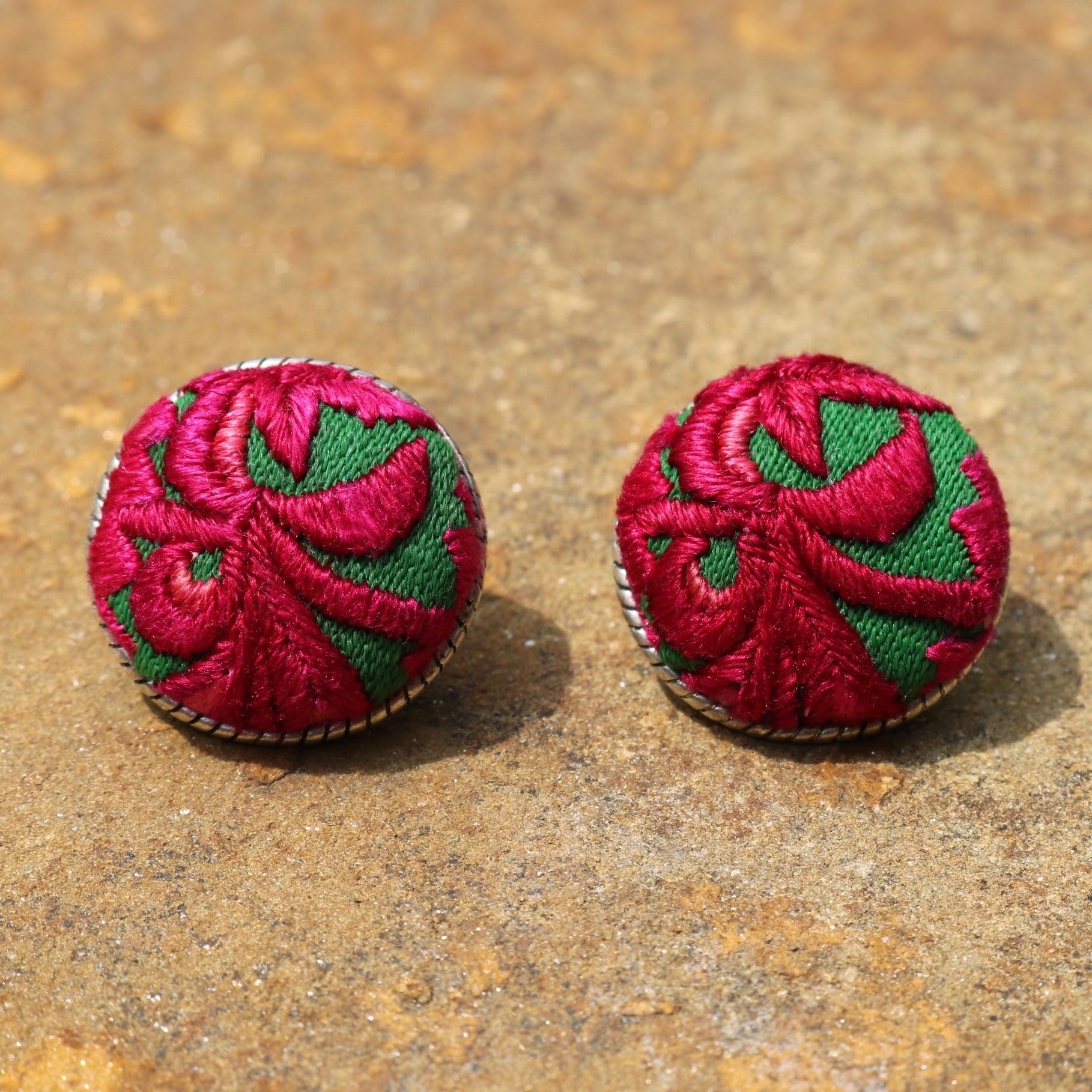 Infinity Circlets Hand Embroidered Stud Earrings