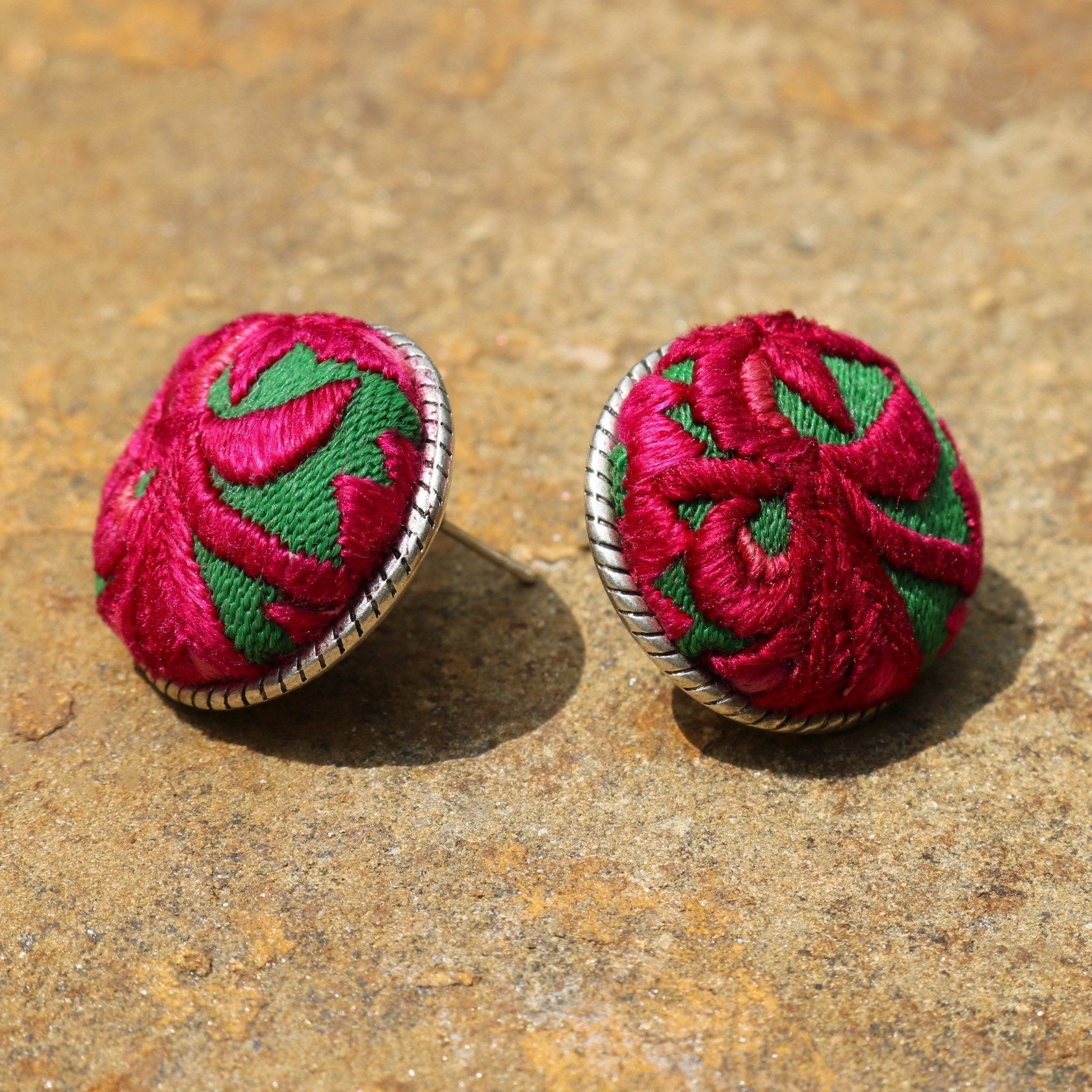 Infinity Circlets Hand Embroidered Stud Earrings