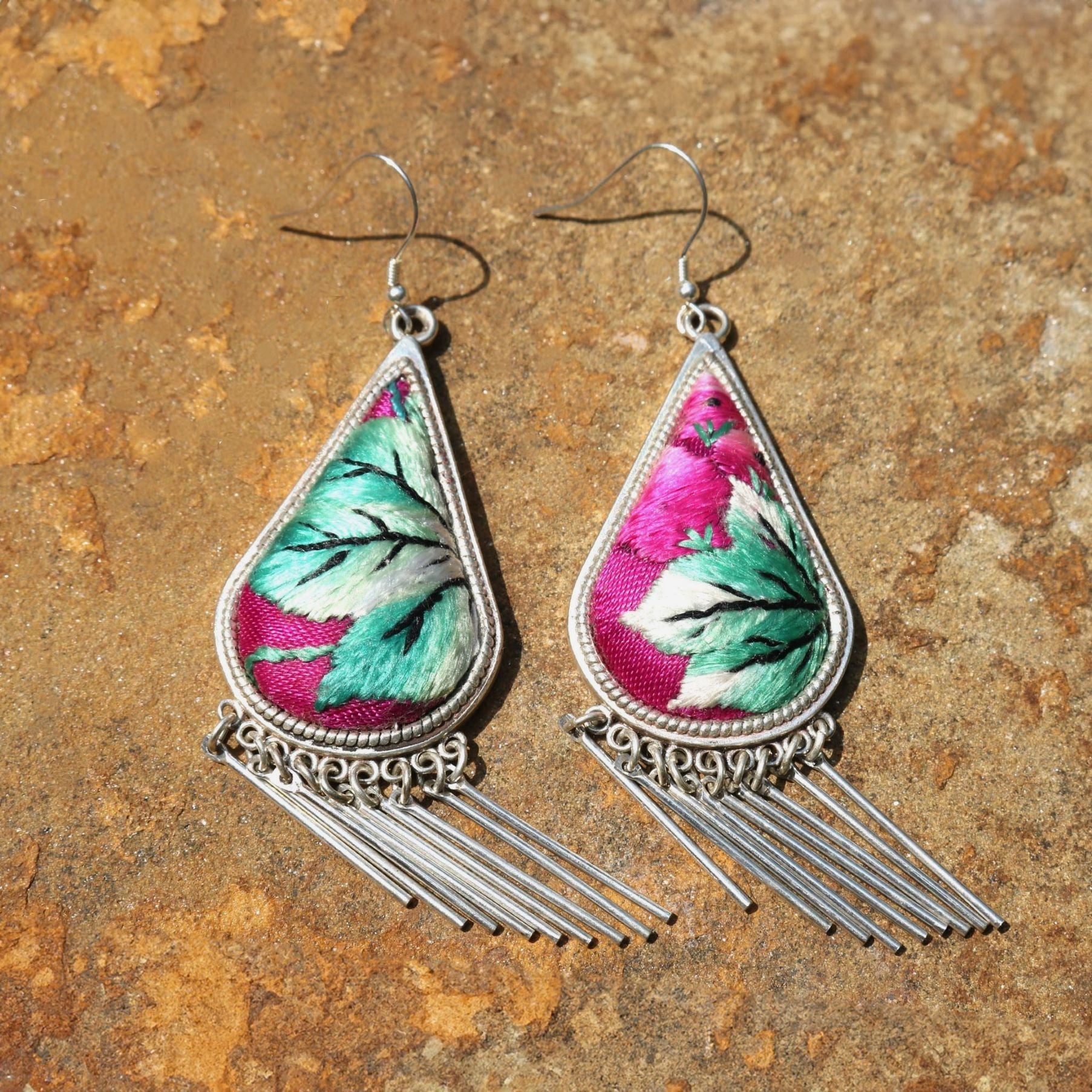 Raindrops Tassel Hand Embroidered Earrings