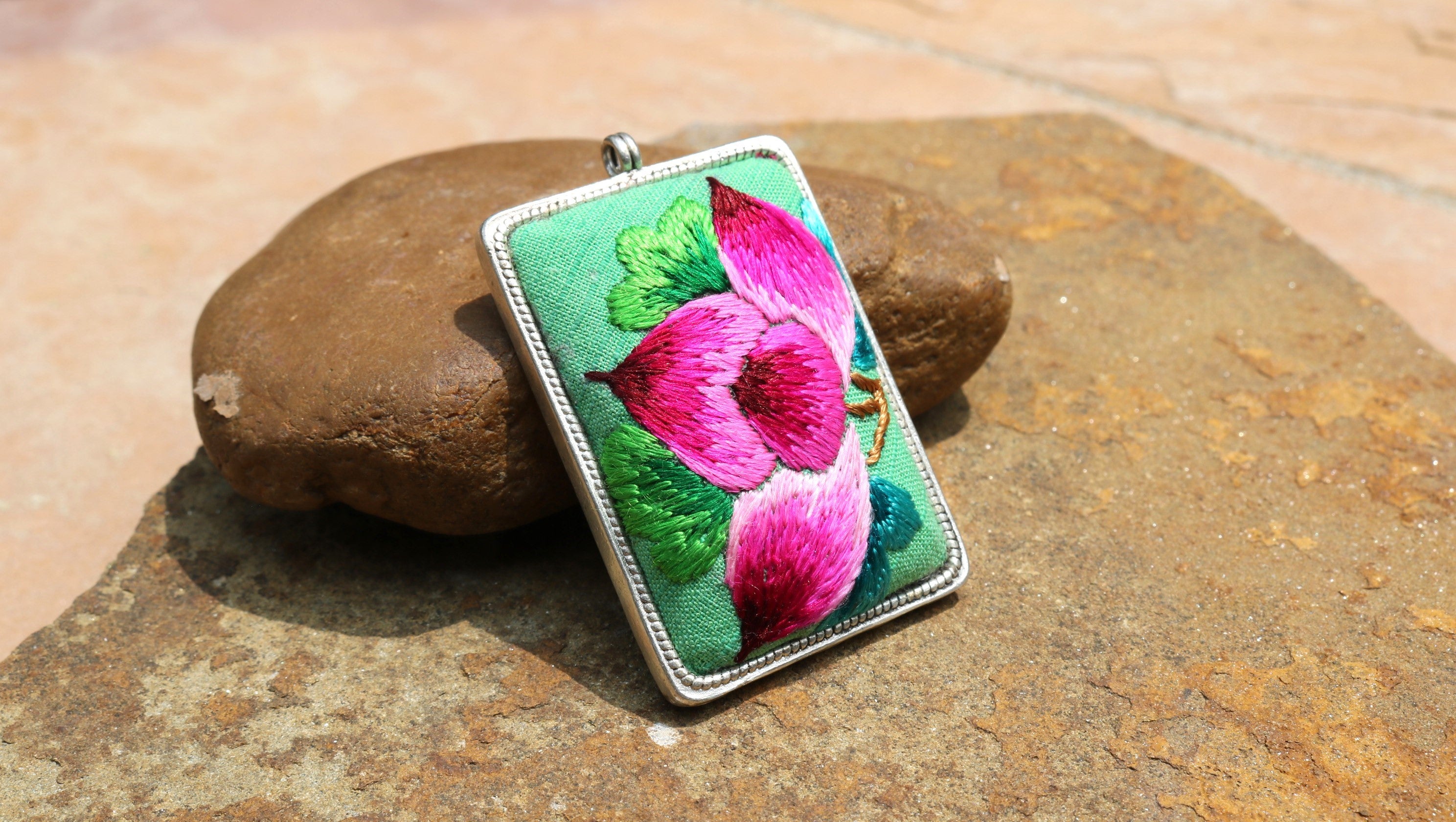 Fortune Tablet Embroidered Necklace