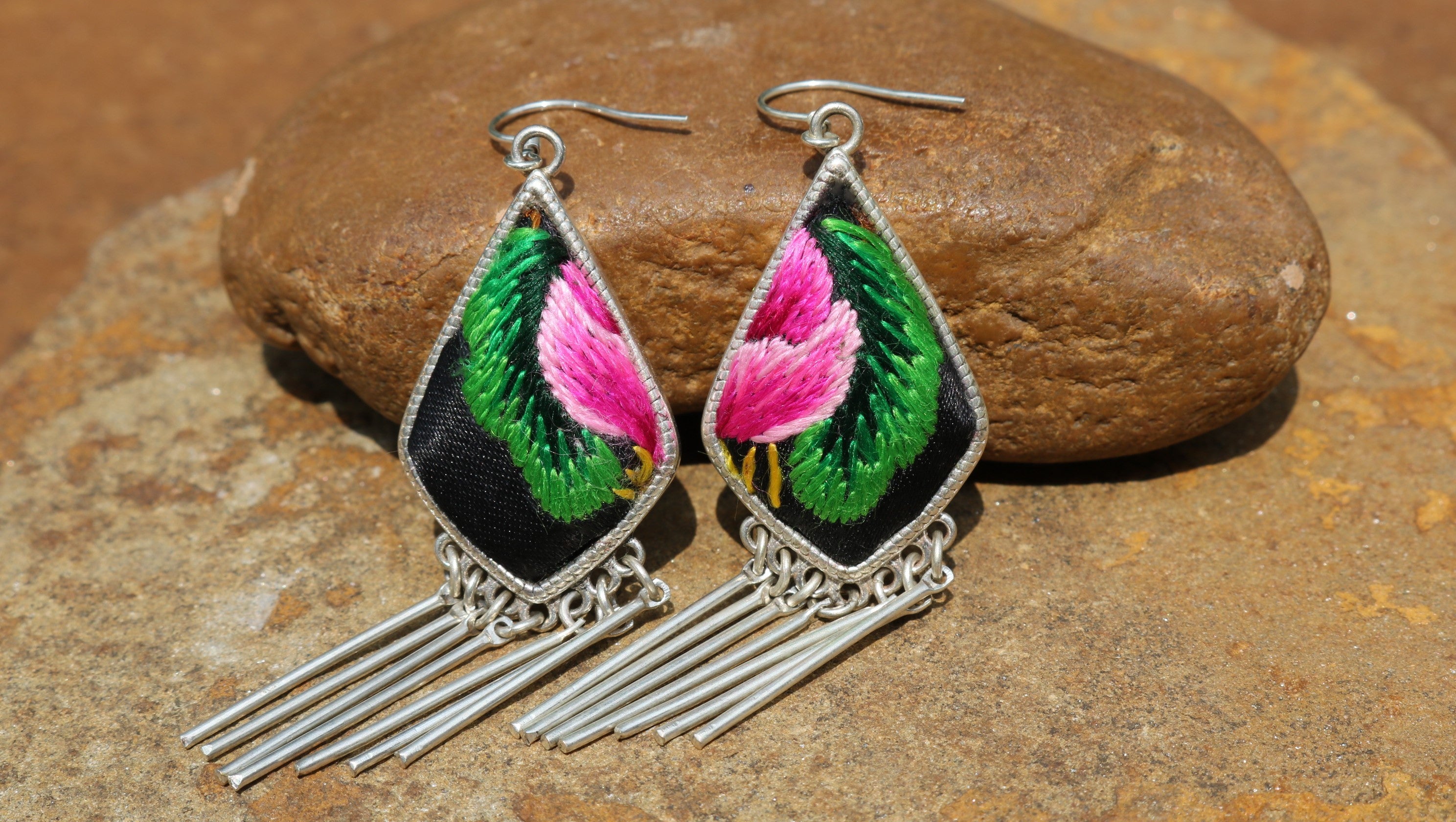 Blink and Bliss Embroidered Tassel Earrings