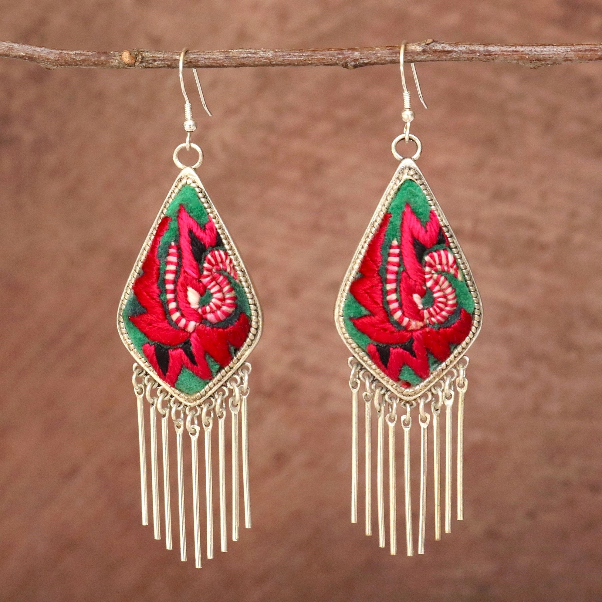 Blink and Bliss Hand Embroidered Tassel Earrings