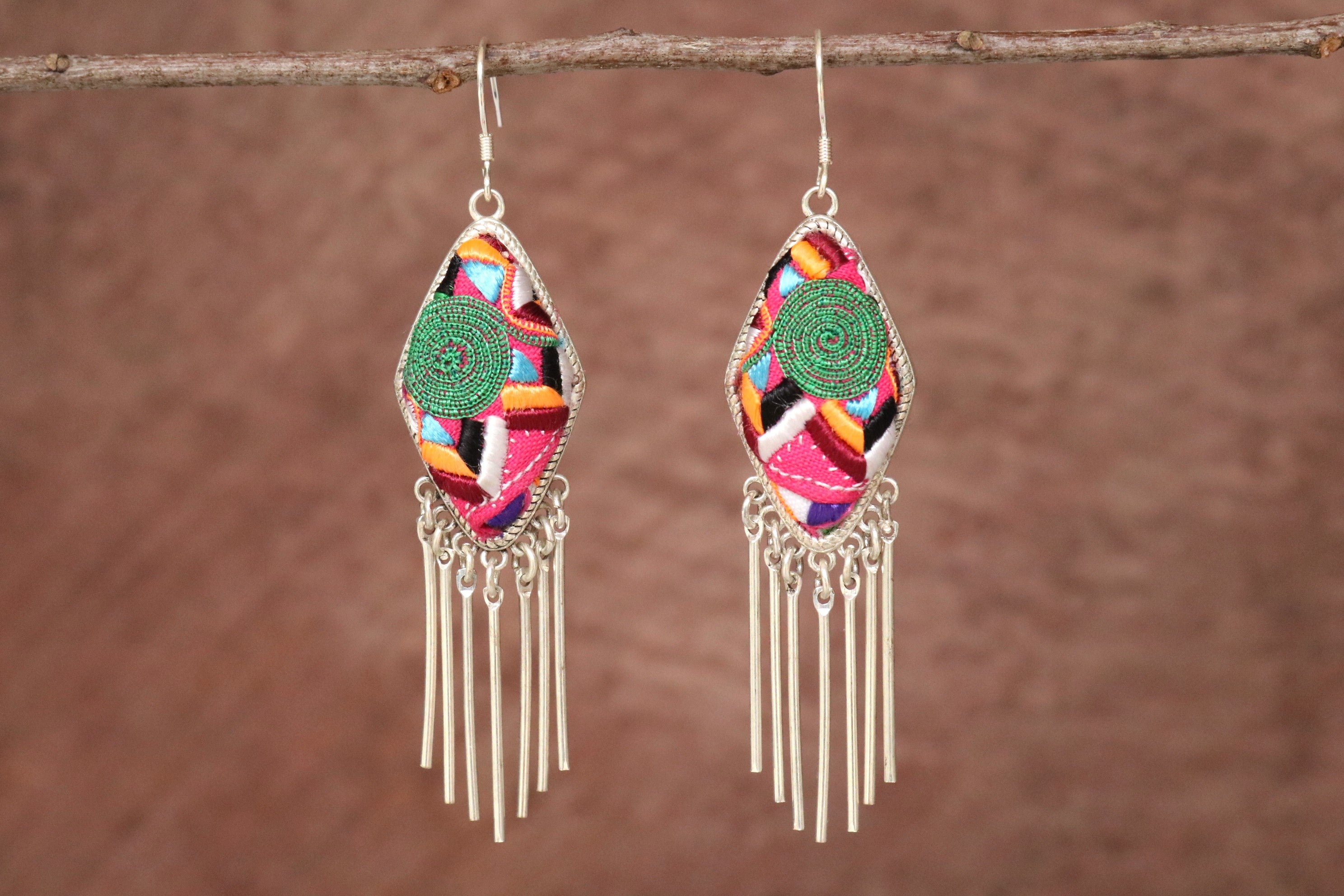 Dazzling Diva Embroidered Tassel Earrings