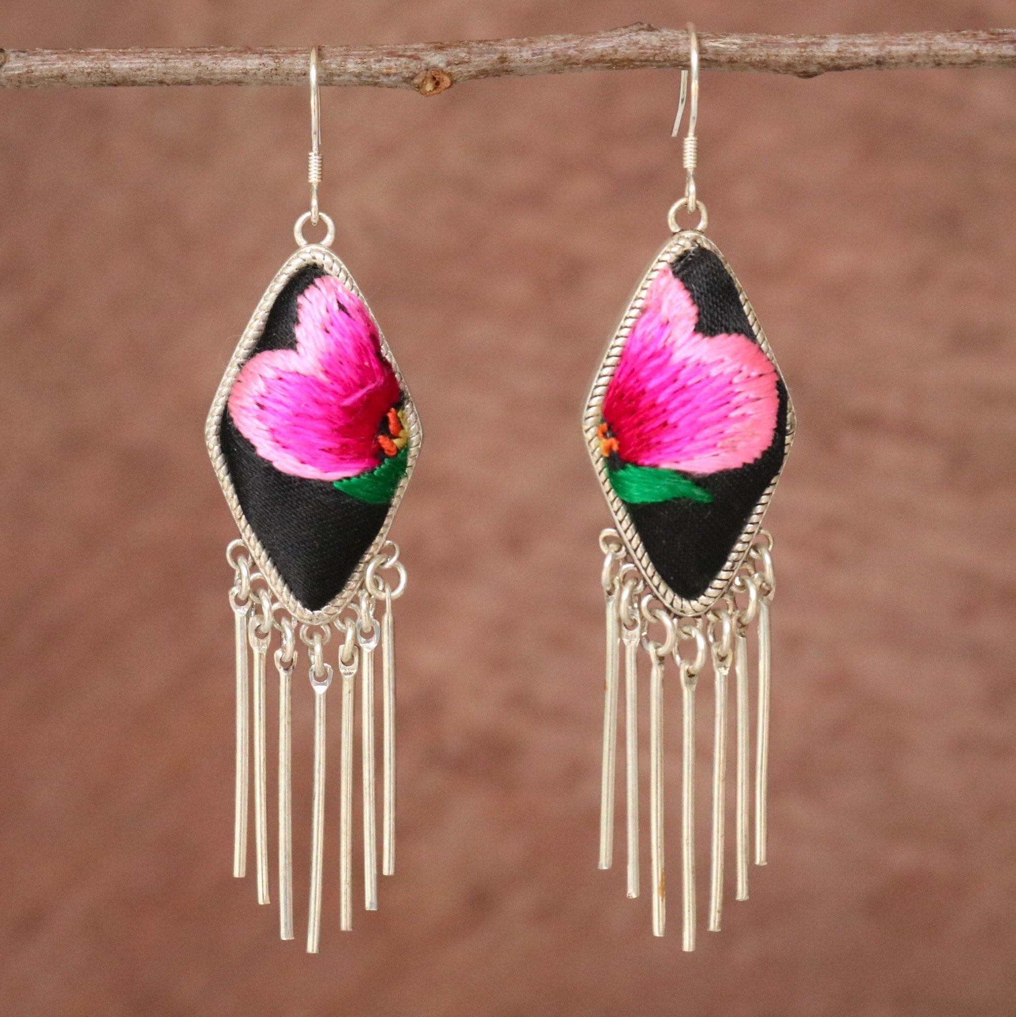 Dazzling Diva Hand Embroidered Tassel Earrings