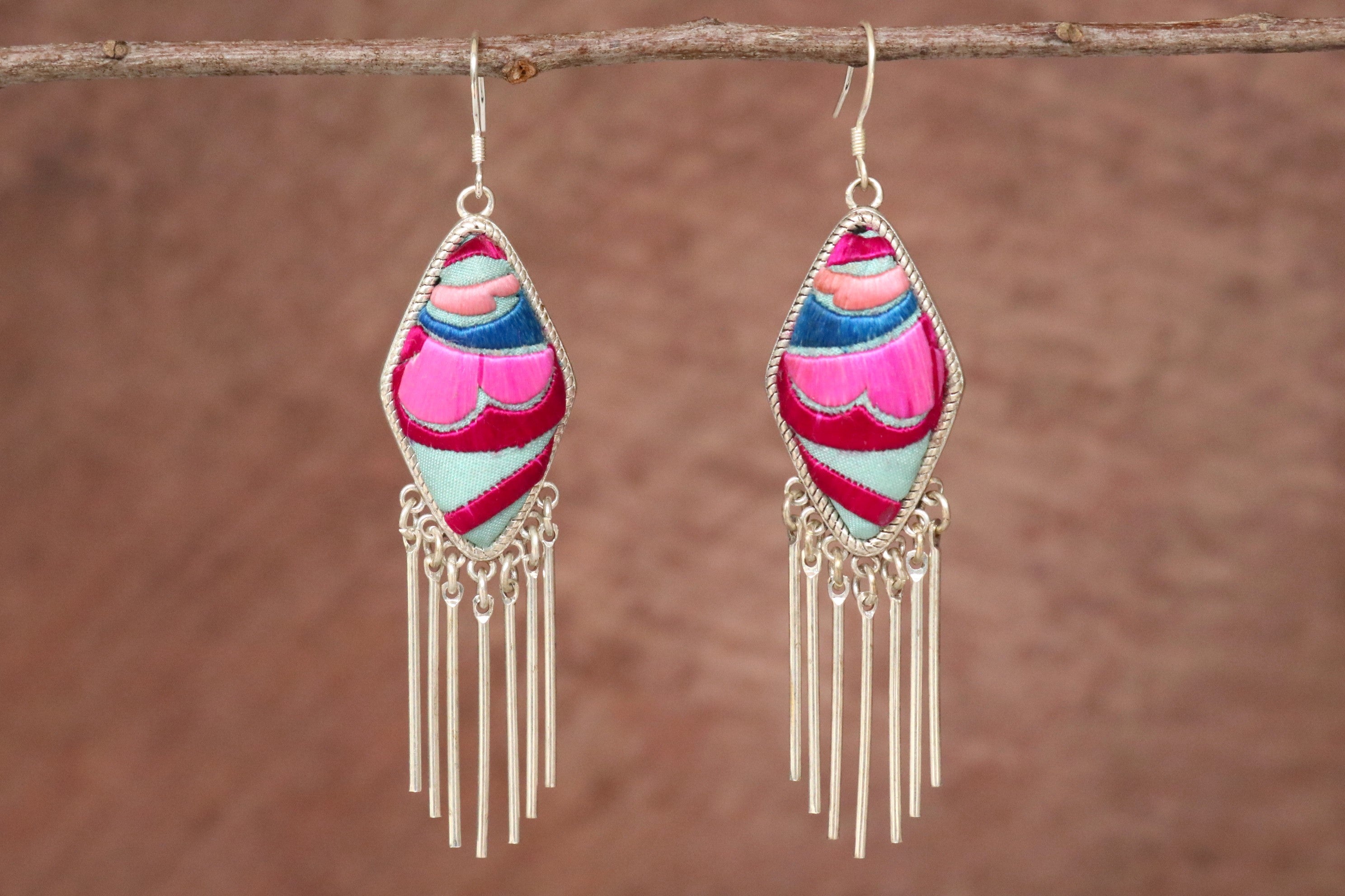 Dazzling Diva Embroidered Tassel Earrings