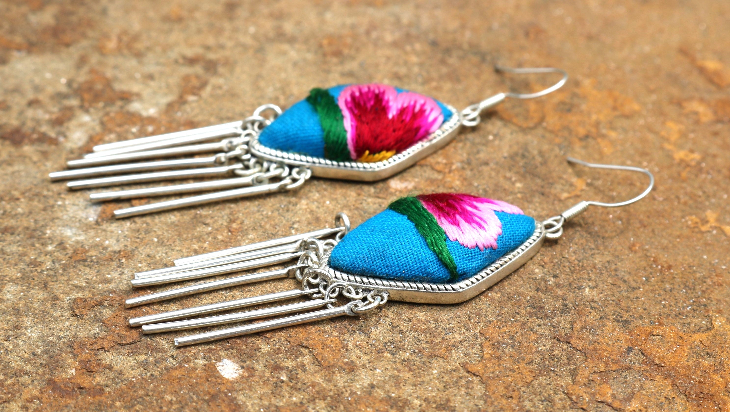 Dazzling Diva Embroidered Tassel Earrings