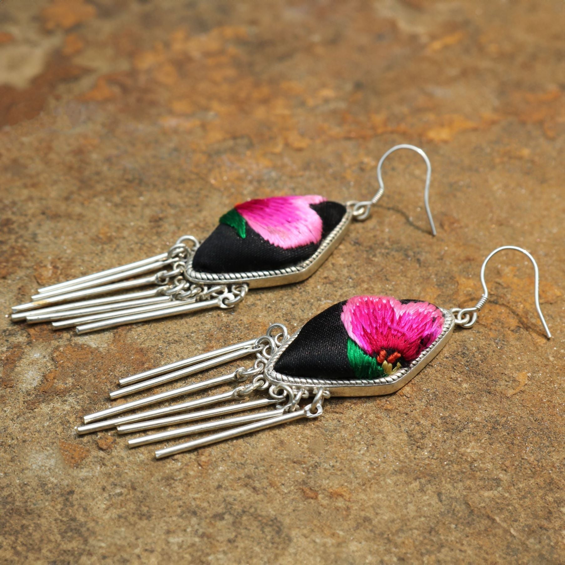 Dazzling Diva Hand Embroidered Tassel Earrings