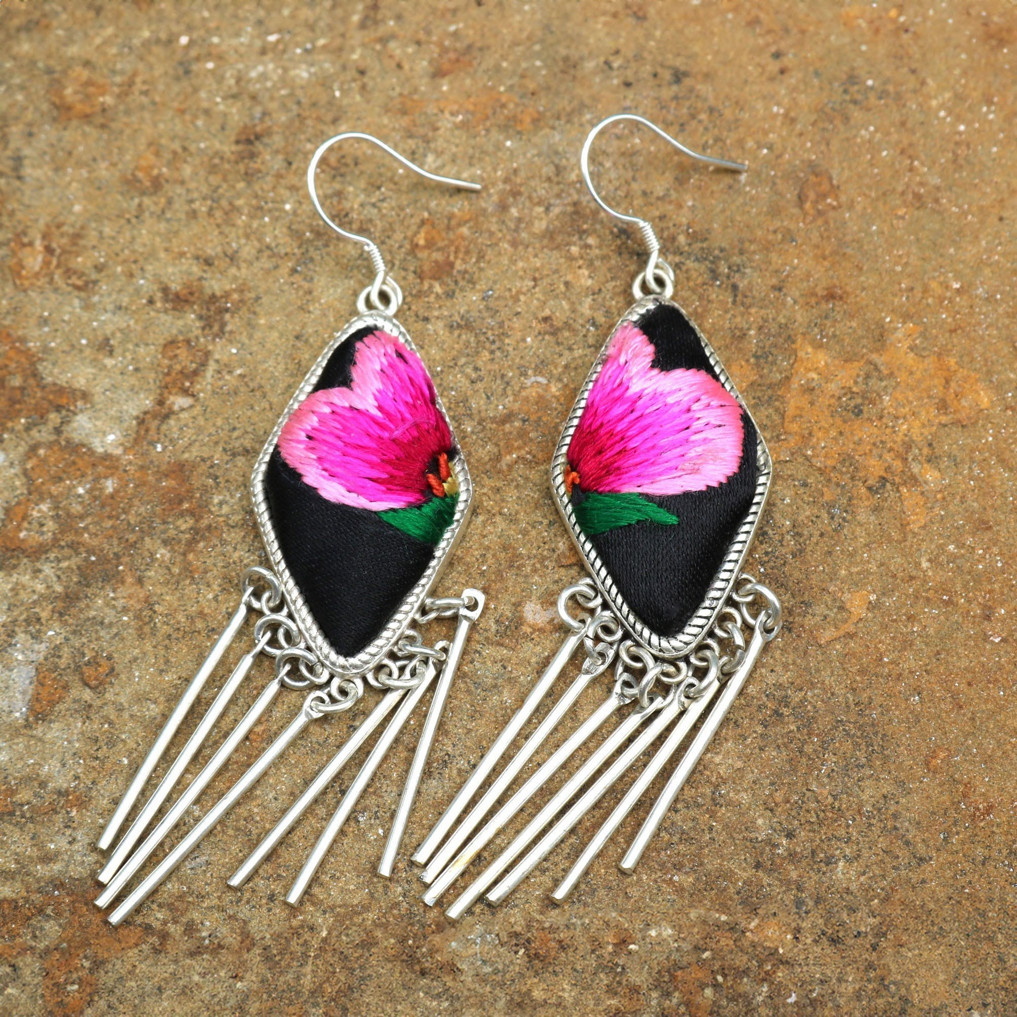 Dazzling Diva Hand Embroidered Tassel Earrings