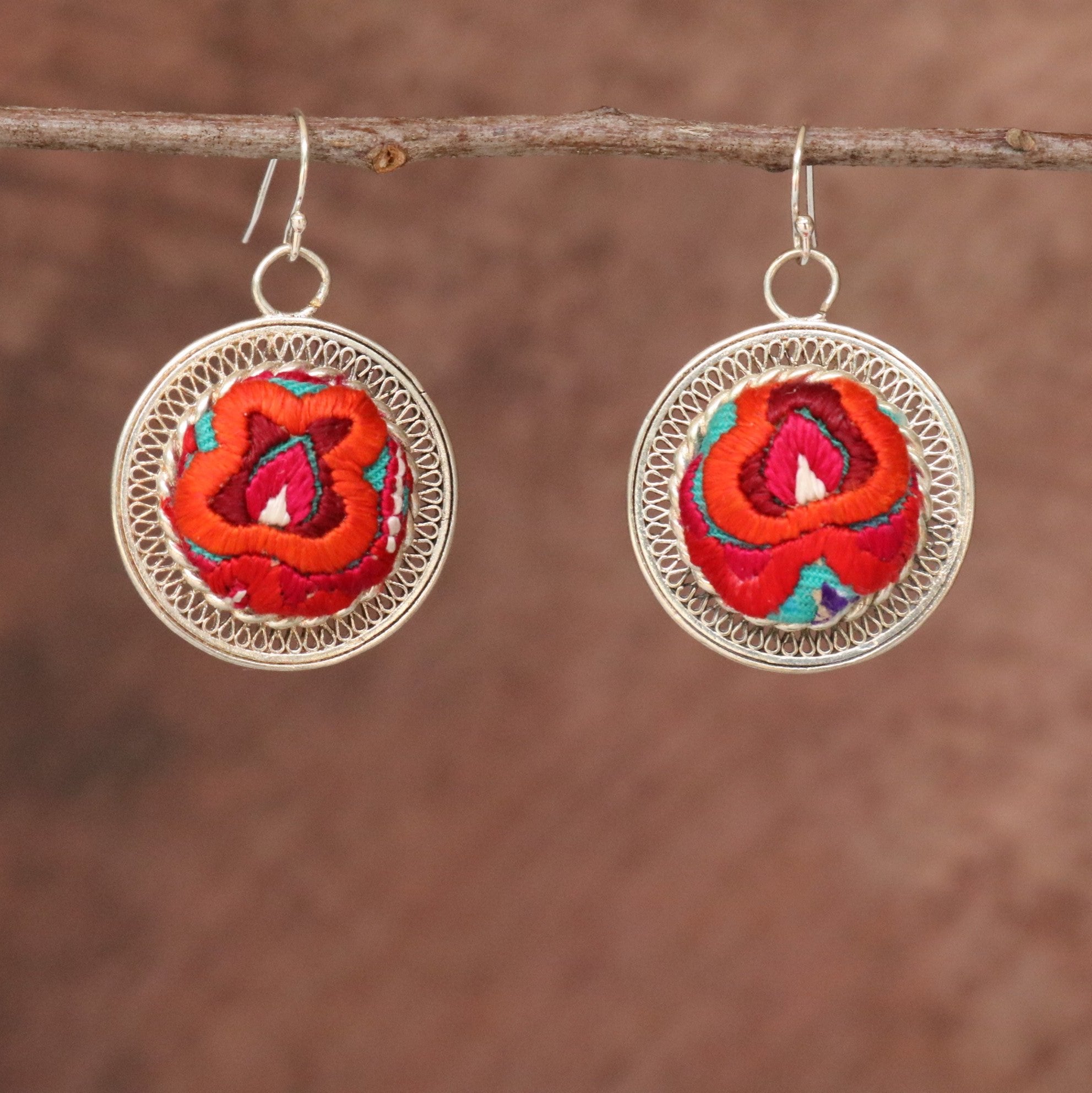 Enchanting Filigree Hand Embroidered Earrings