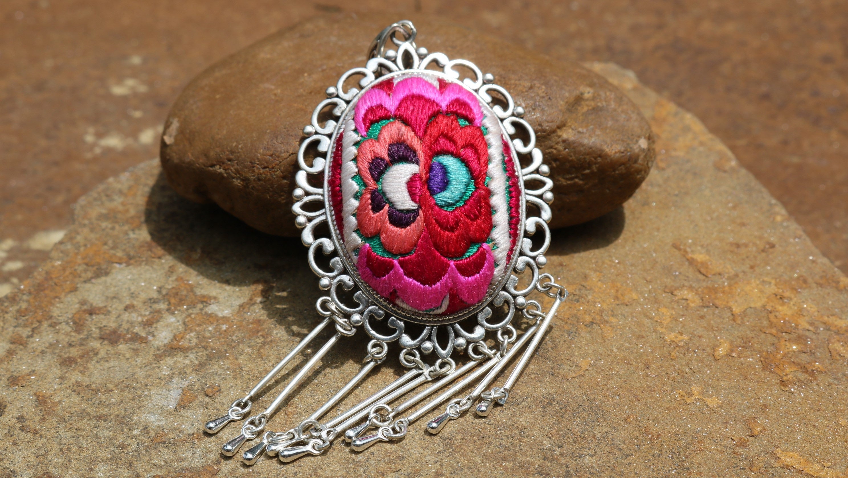 Peace in Bloom Embroidered Necklace