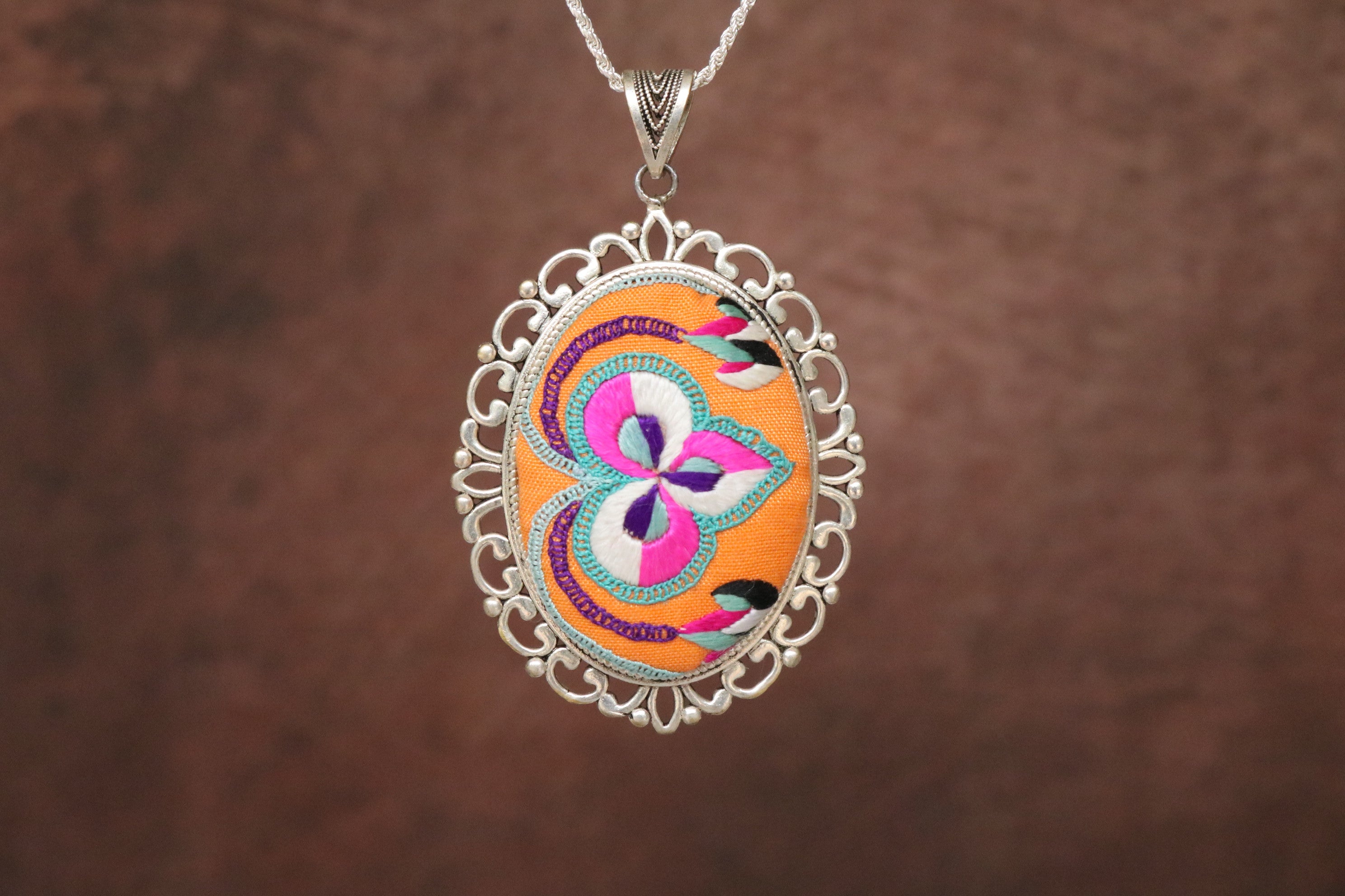 Peace in Bloom Embroidered Necklace