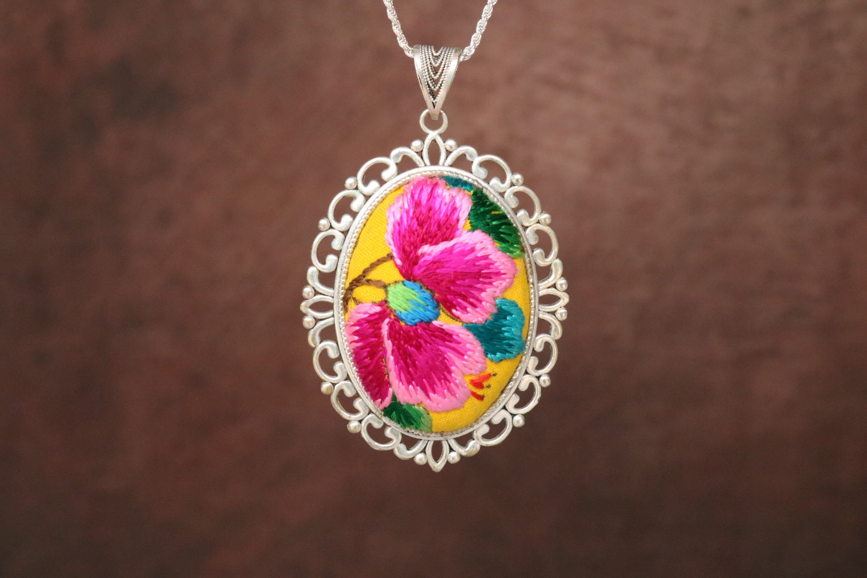 Peace in Bloom Embroidered Necklace