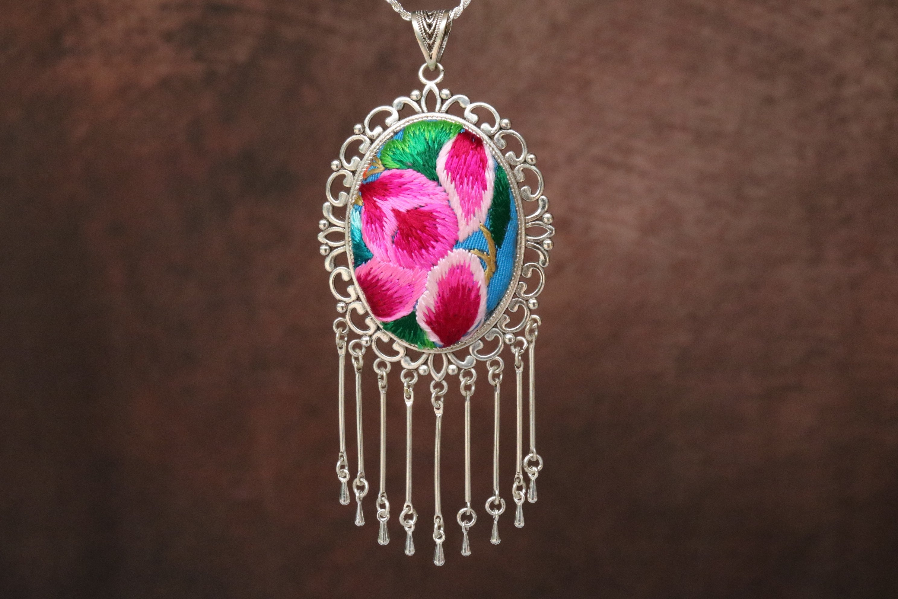 Peace in Bloom Embroidered Necklace