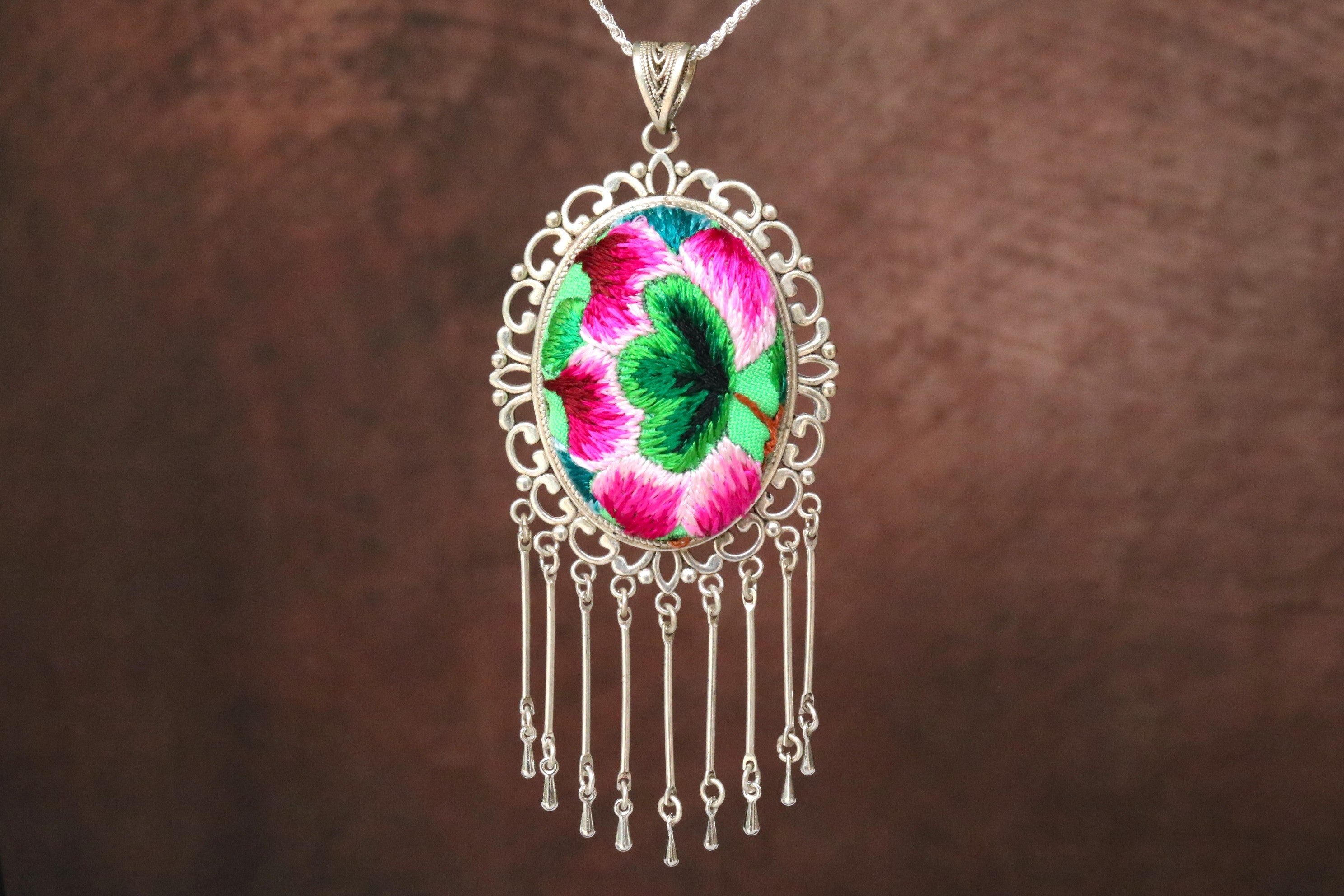 Peace in Bloom Embroidered Necklace