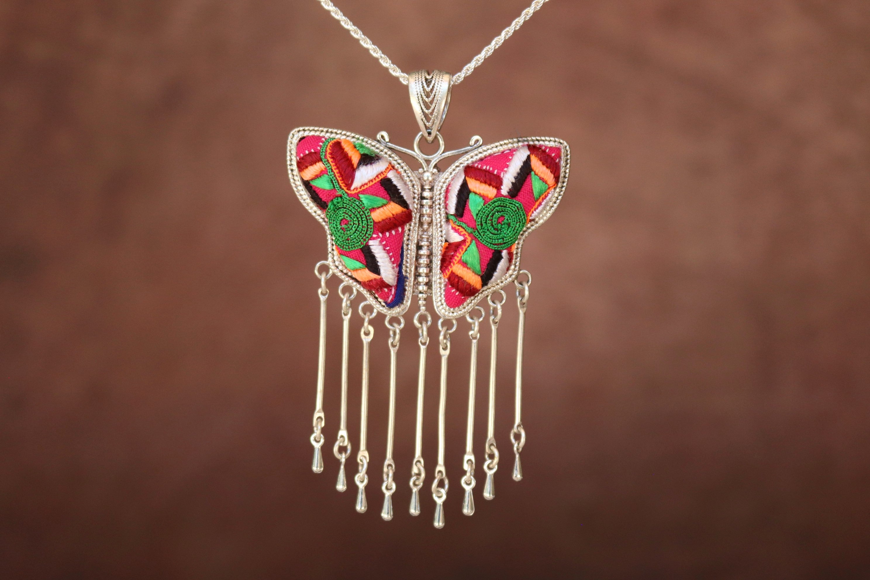 Butterfly Mother’s Whisper Embroidered Necklace