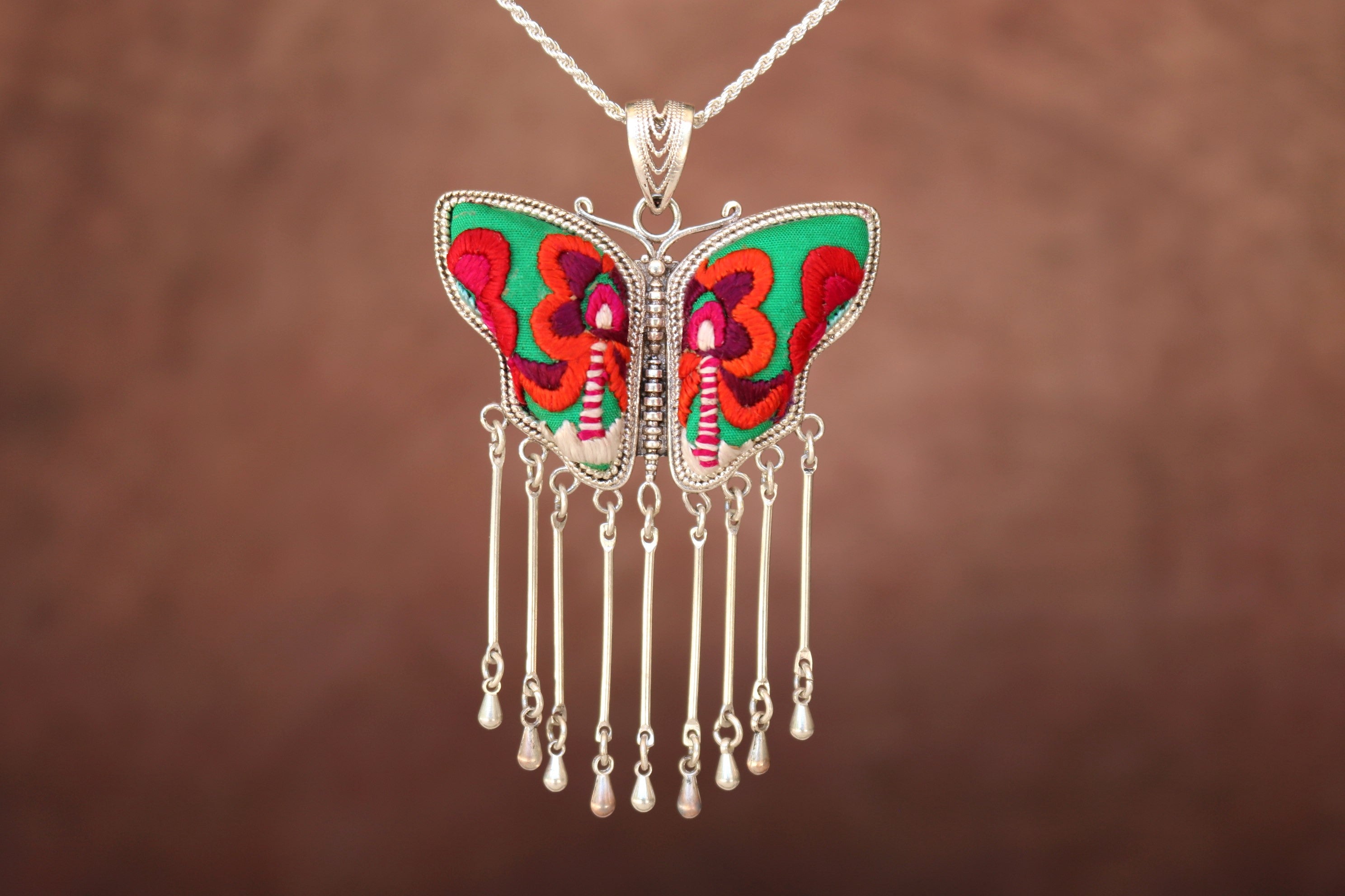 Butterfly Mother’s Whisper Embroidered Necklace