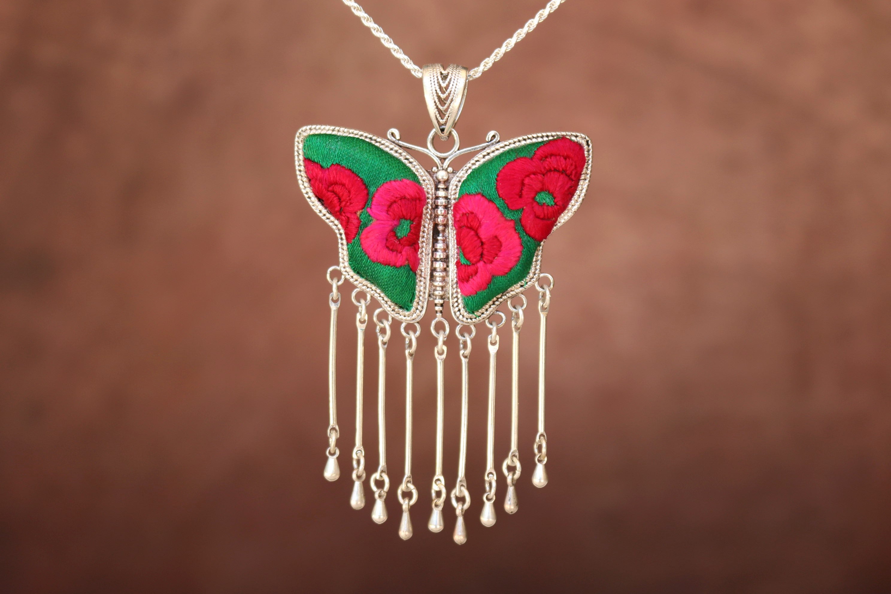 Butterfly Mother’s Whisper Embroidered Necklace