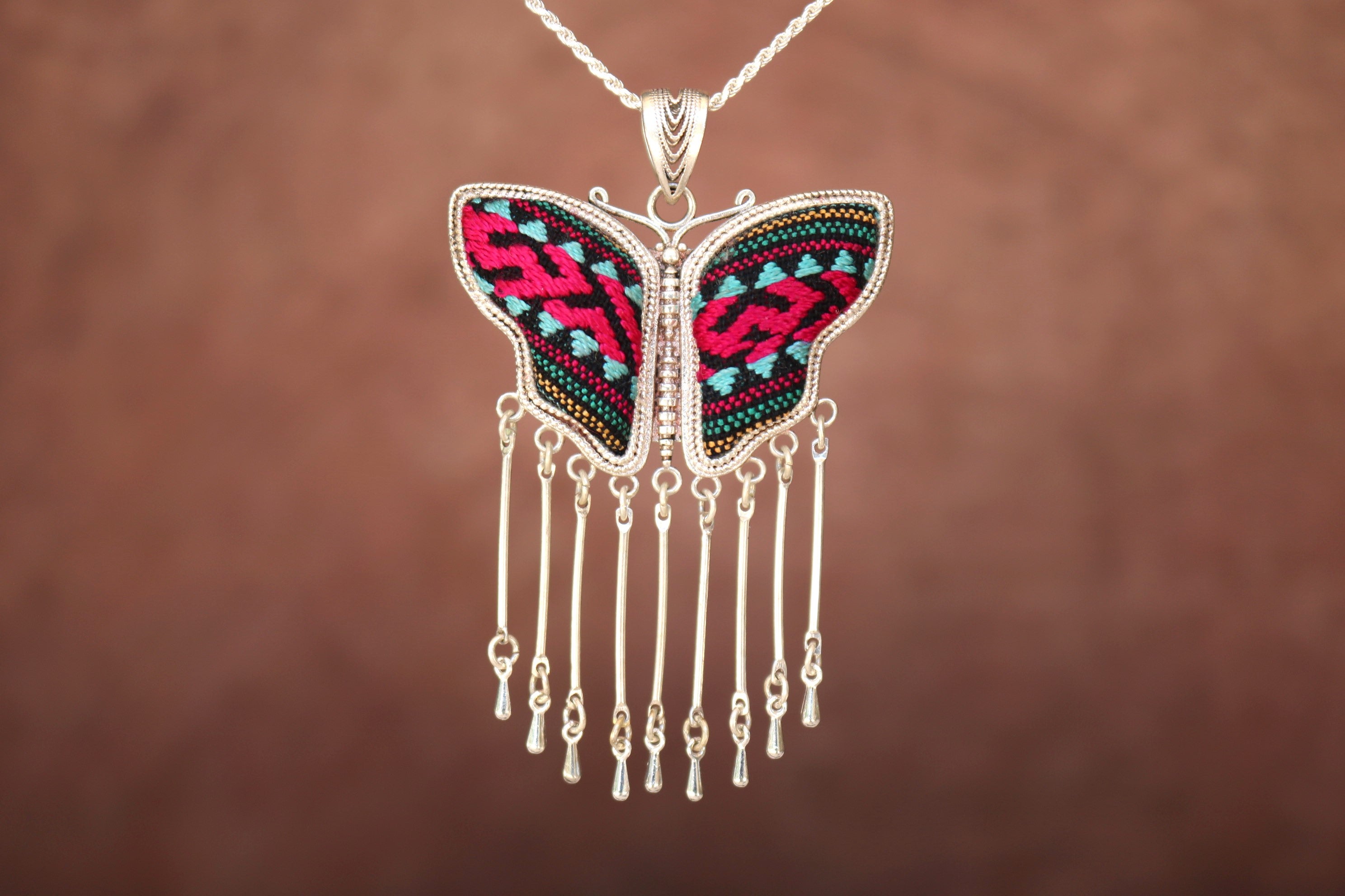 Butterfly Mother’s Whisper Embroidered Necklace