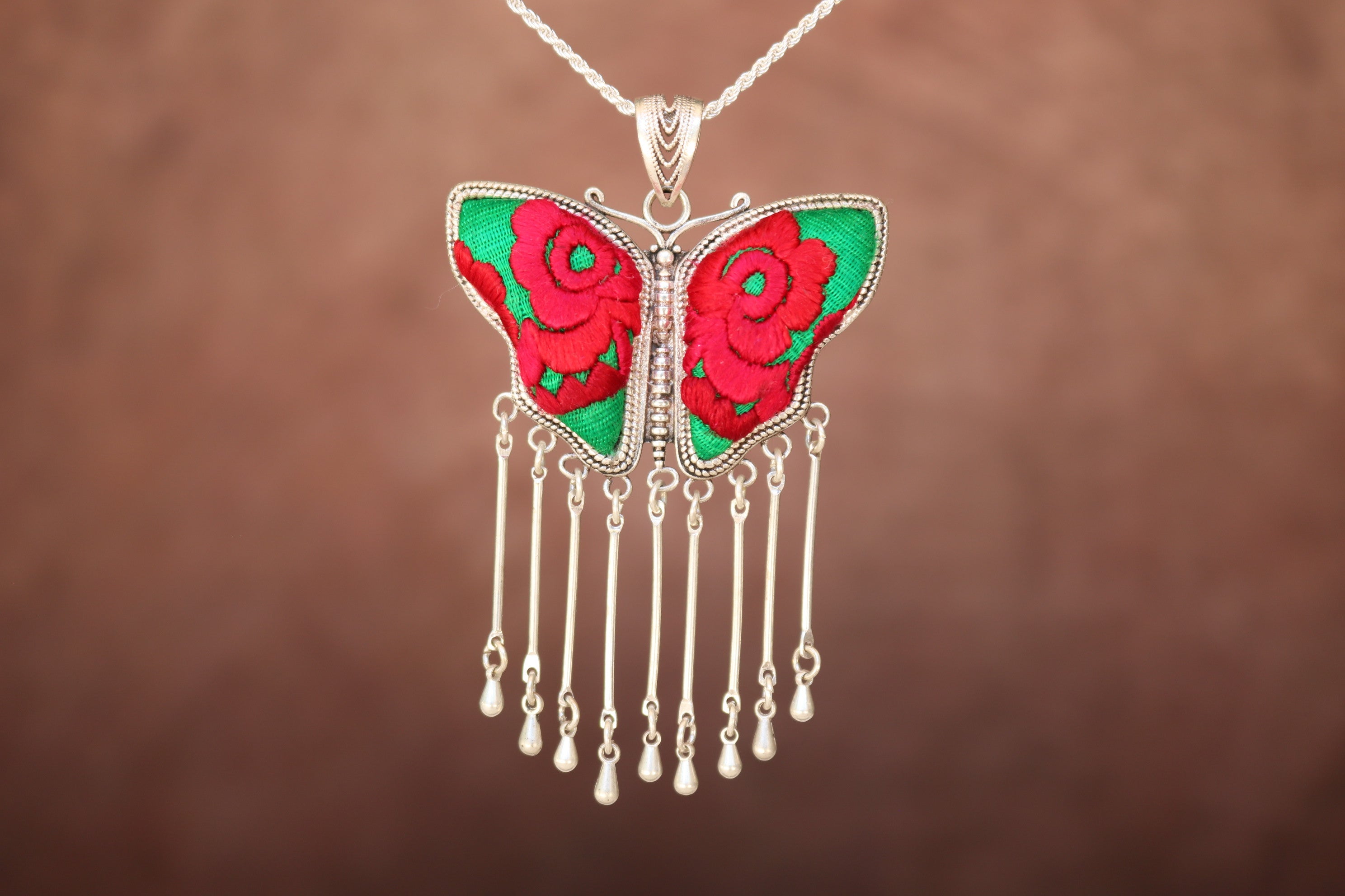 Butterfly Mother’s Whisper Embroidered Necklace