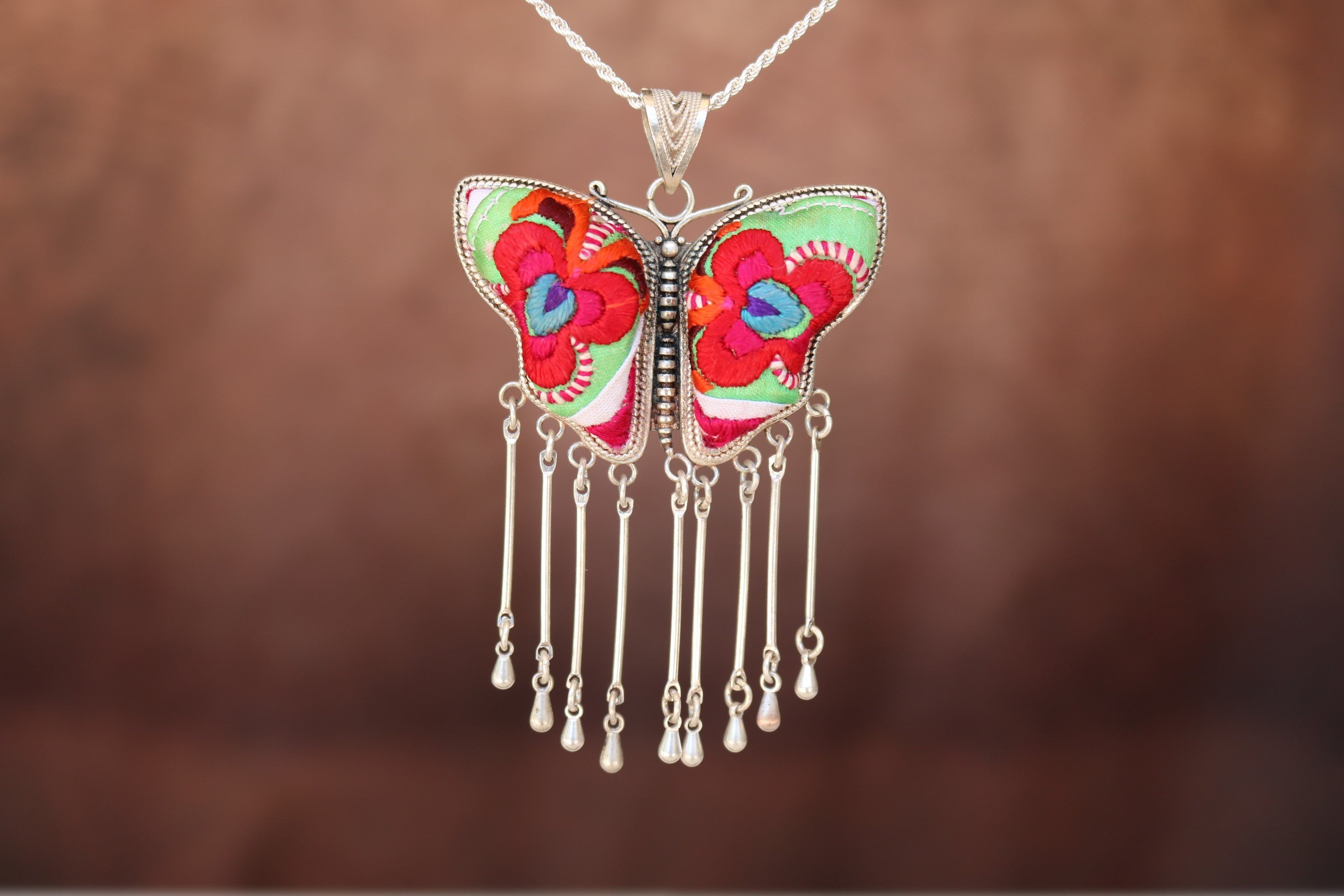 Butterfly Mother’s Whisper Embroidered Necklace