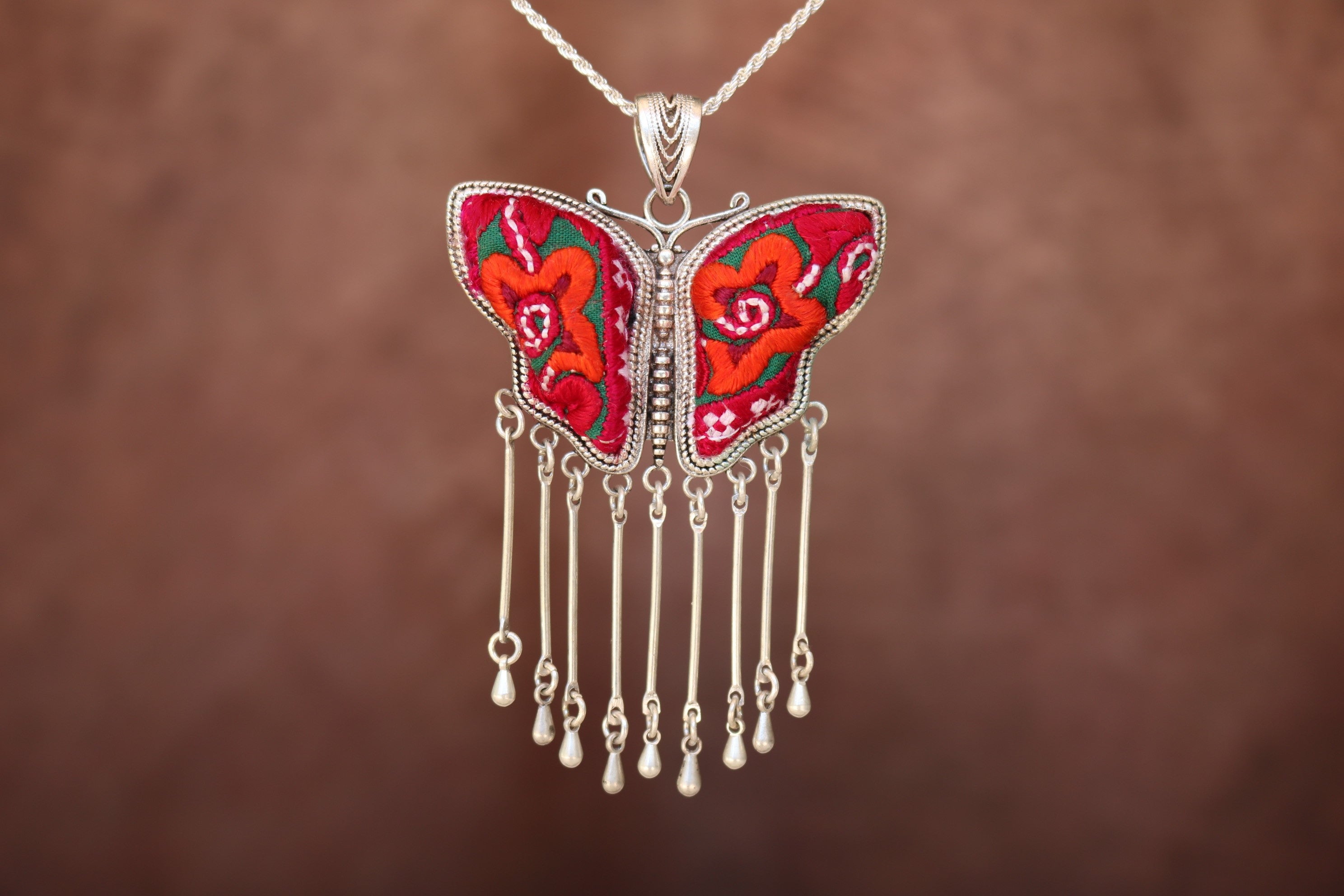 Butterfly Mother’s Whisper Embroidered Necklace