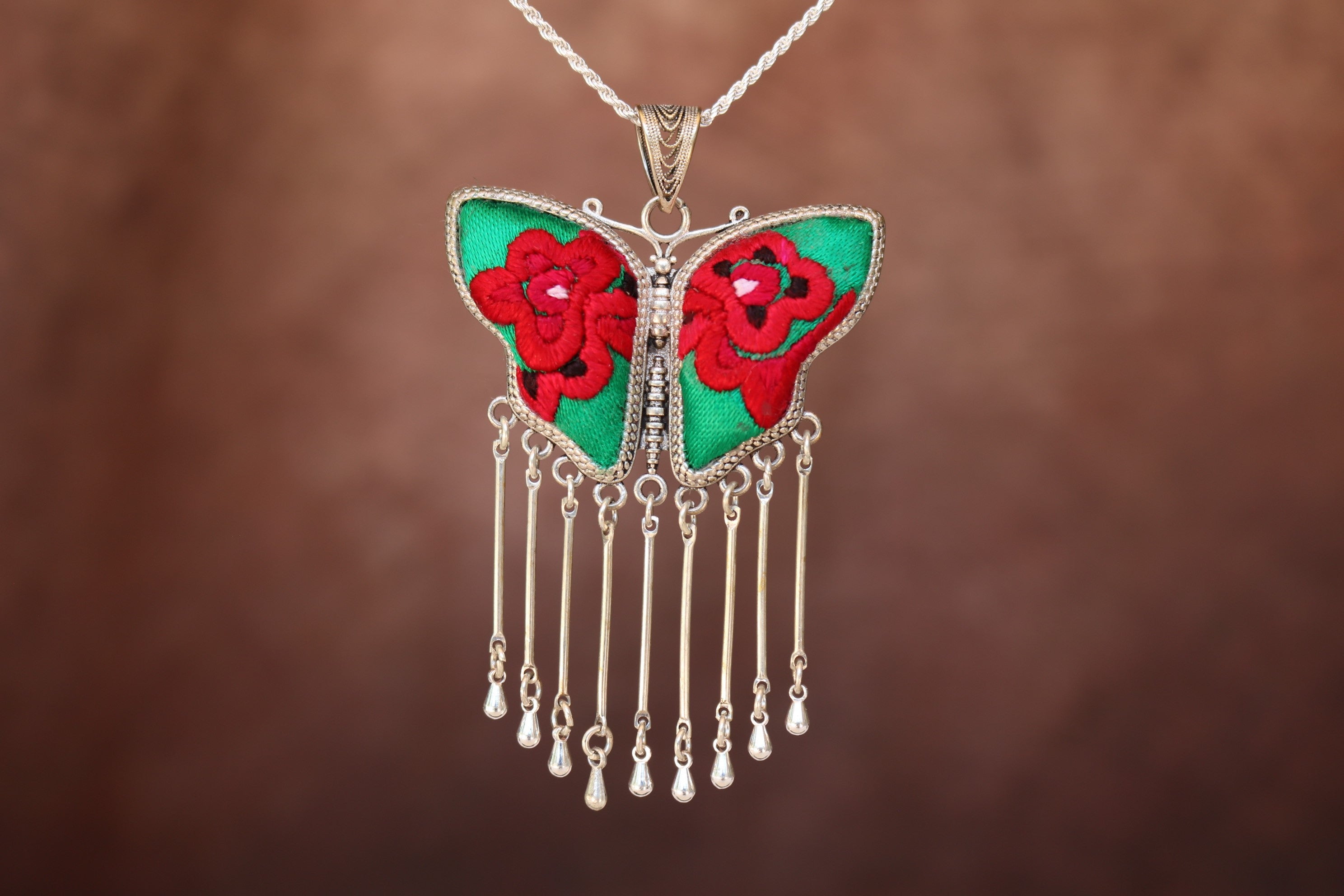 Butterfly Mother’s Whisper Embroidered Necklace