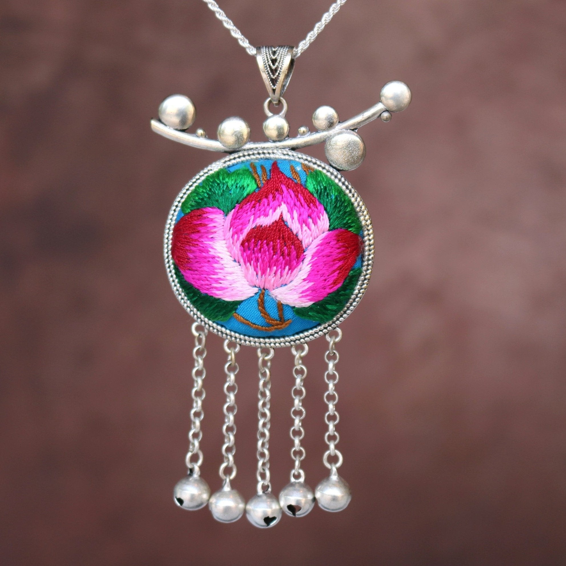 Pomegranates Joy Hand Embroidered Necklace