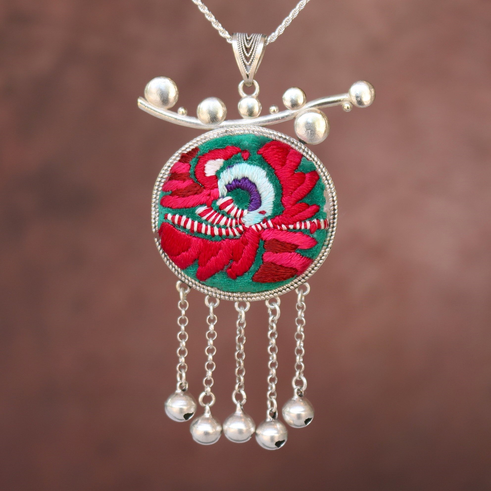 Pomegranates Joy Hand Embroidered Necklace