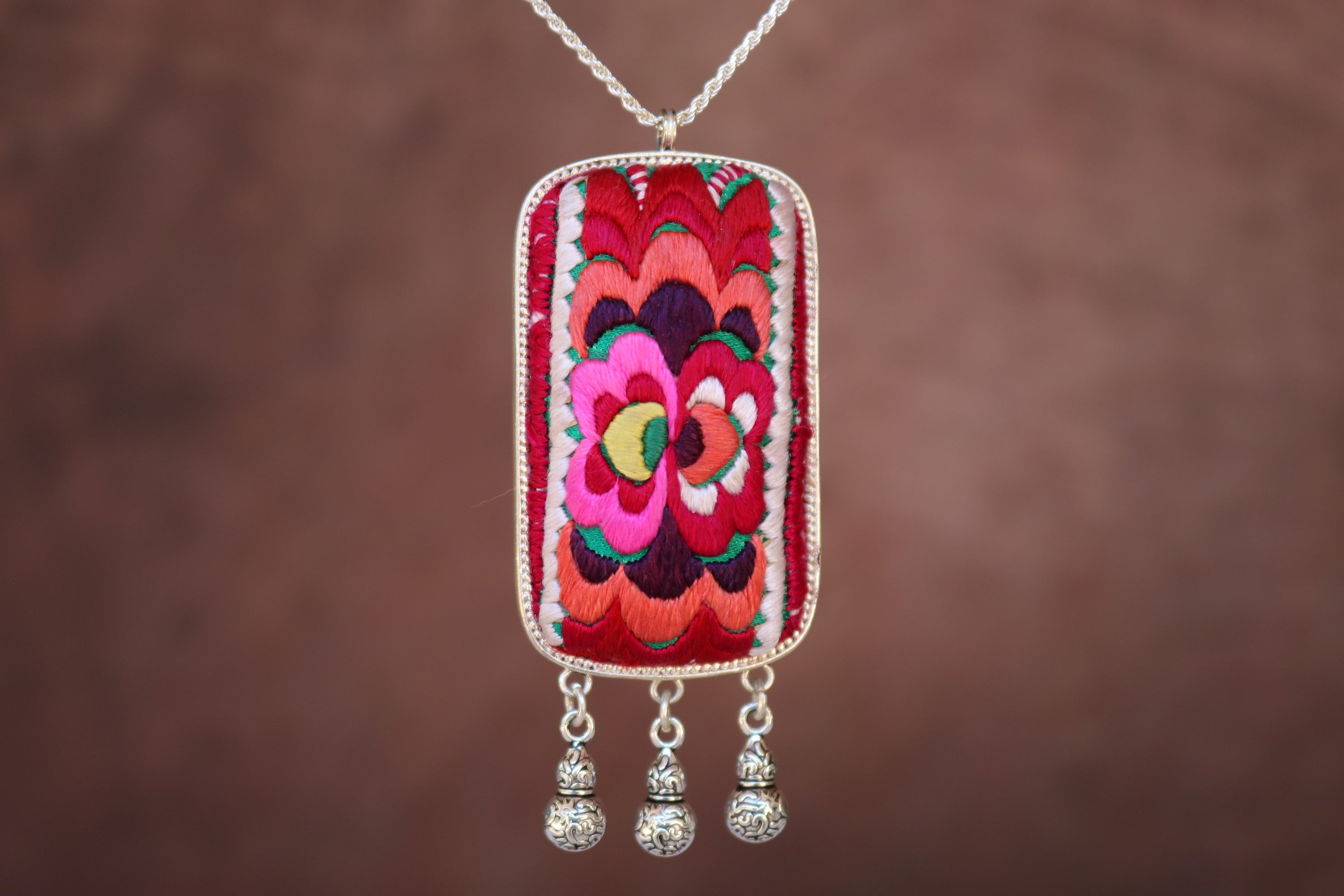 Fortune Tablet Embroidered Necklace